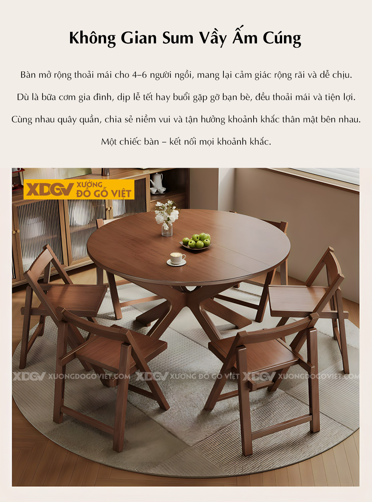 Bàn Ăn Phòng Bếp Gỗ Sồi Bàn Tròn Thông Minh Gấp Gọn Đa Năng