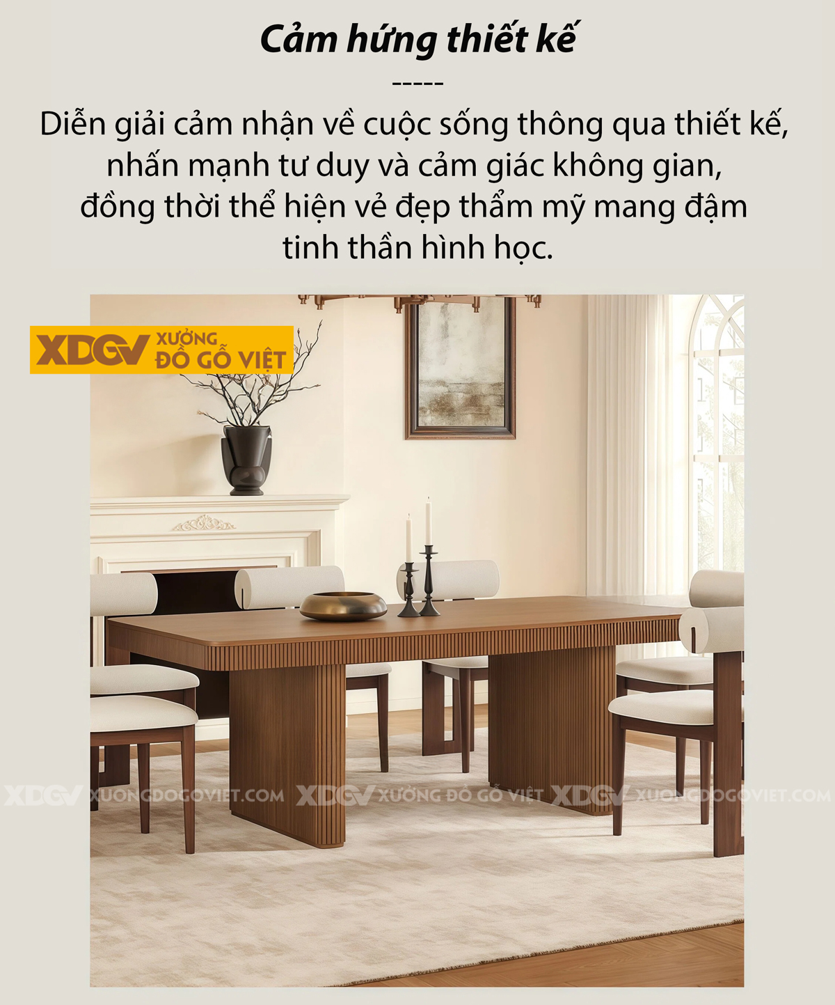 Bàn Ăn Tròn Phòng Bếp Gỗ Sồi Mỹ Chân Trụ Nan Dọc Nghệ Thuật