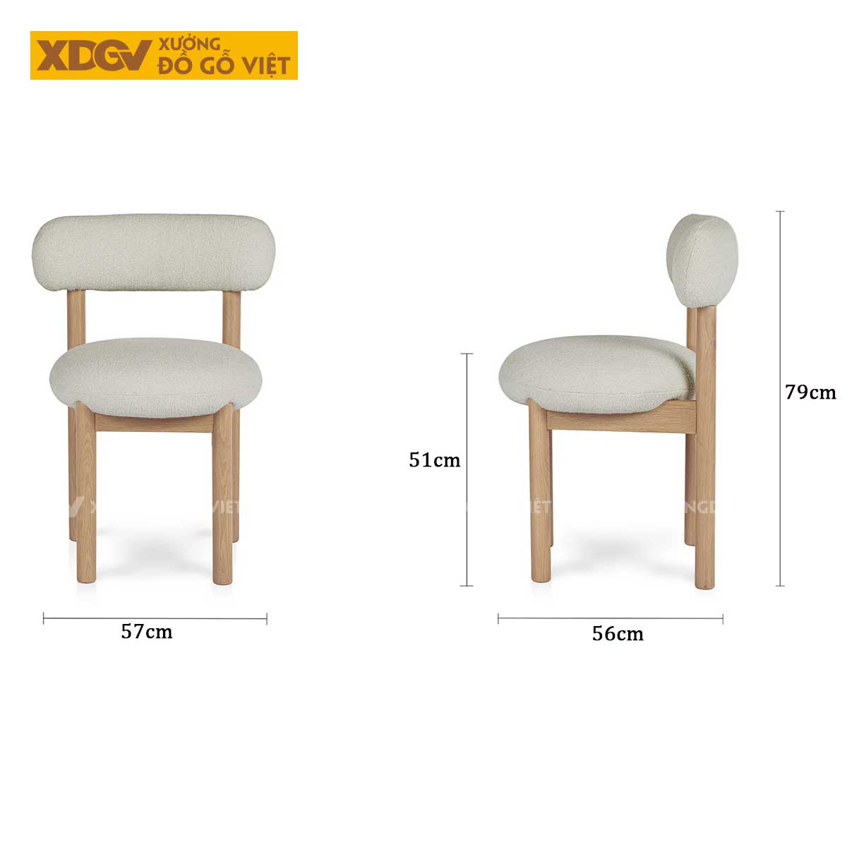 Bàn Ăn Vuông Phòng Bếp Thiết Kế Bo Tròn Kèm Chân Trụ Mềm Mại