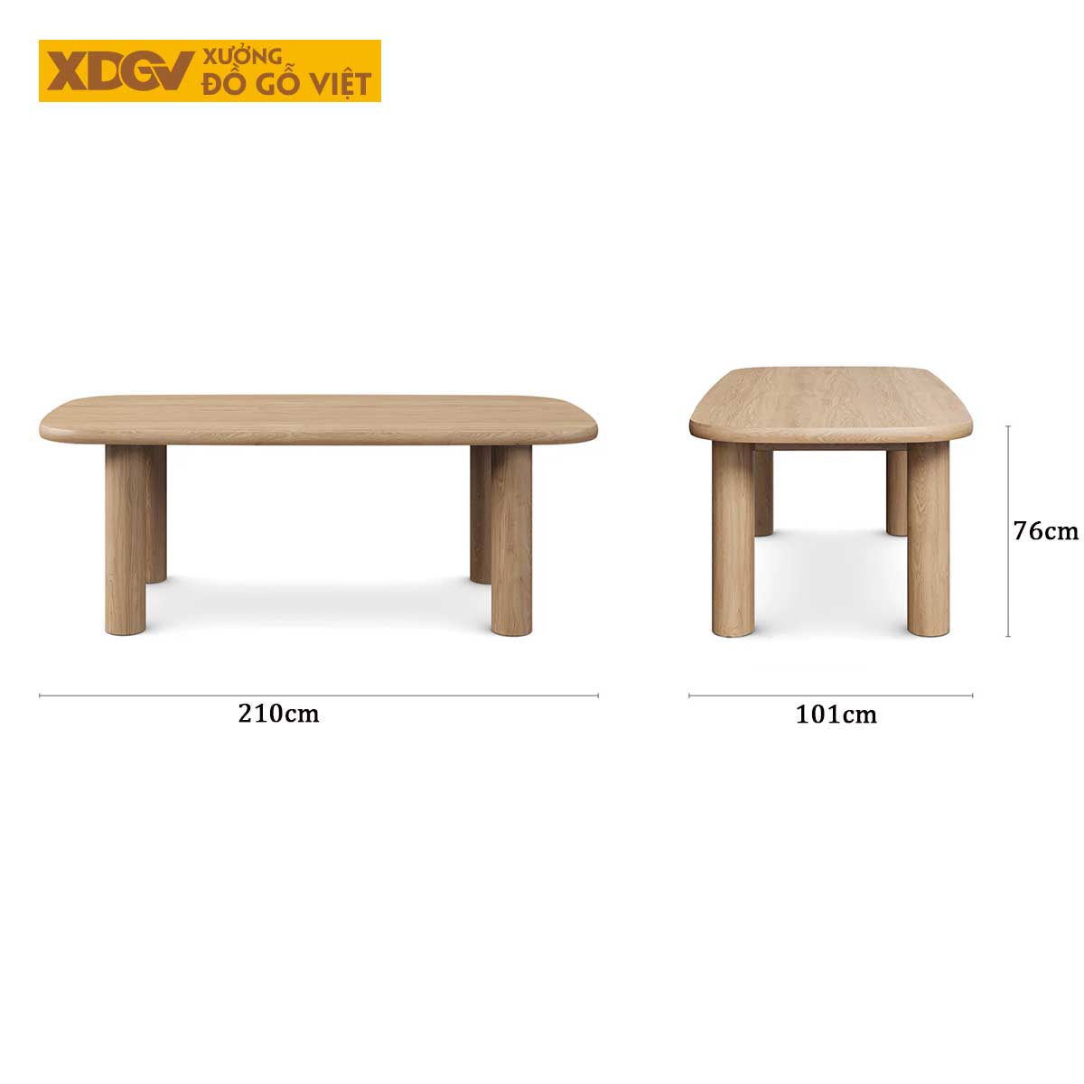 Bàn Ăn Vuông Phòng Bếp Thiết Kế Bo Tròn Kèm Chân Trụ Mềm Mại