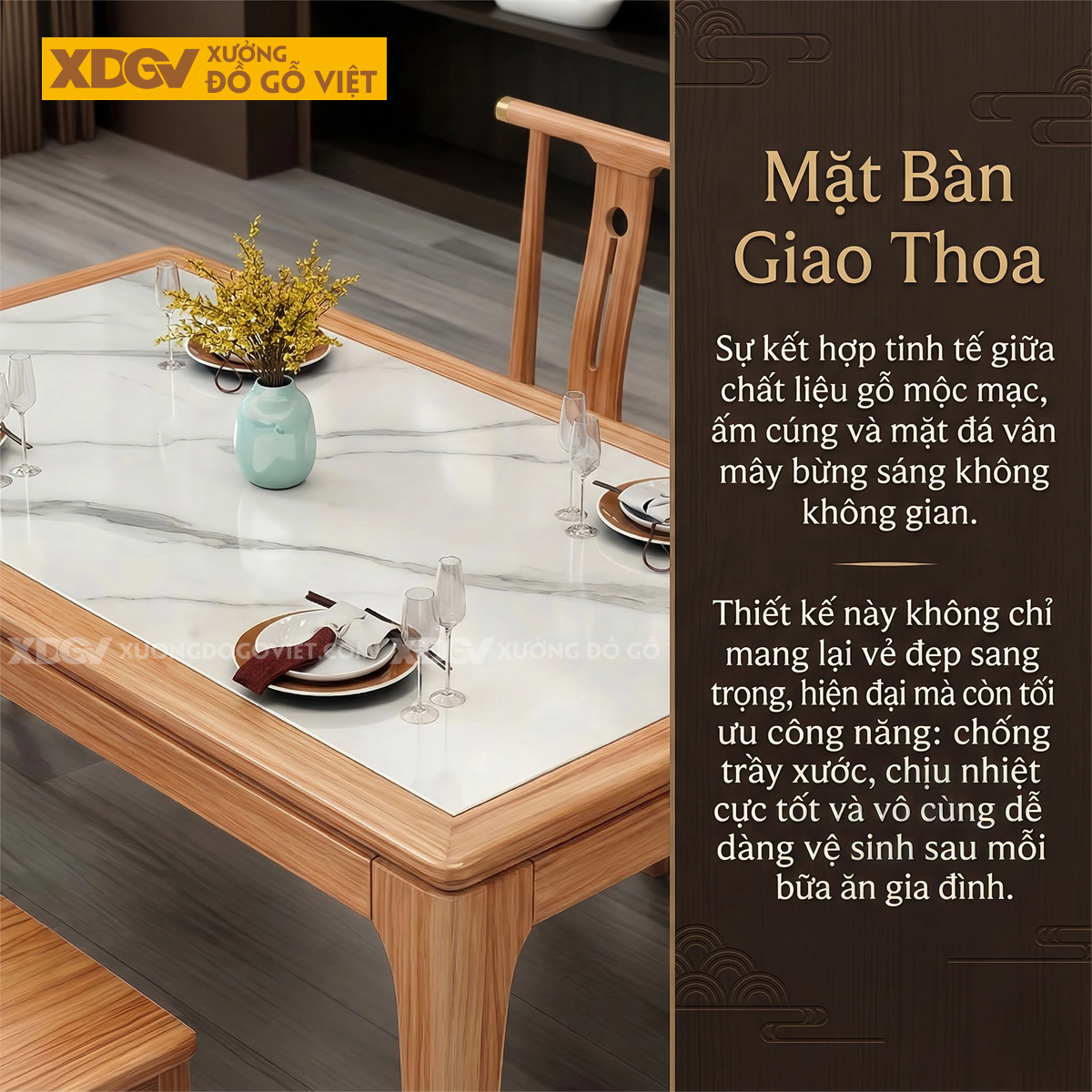 Bàn Ghế Ăn Gỗ Gõ 6 Ghế Phong Cách Trung Hoa Thanh Lịch