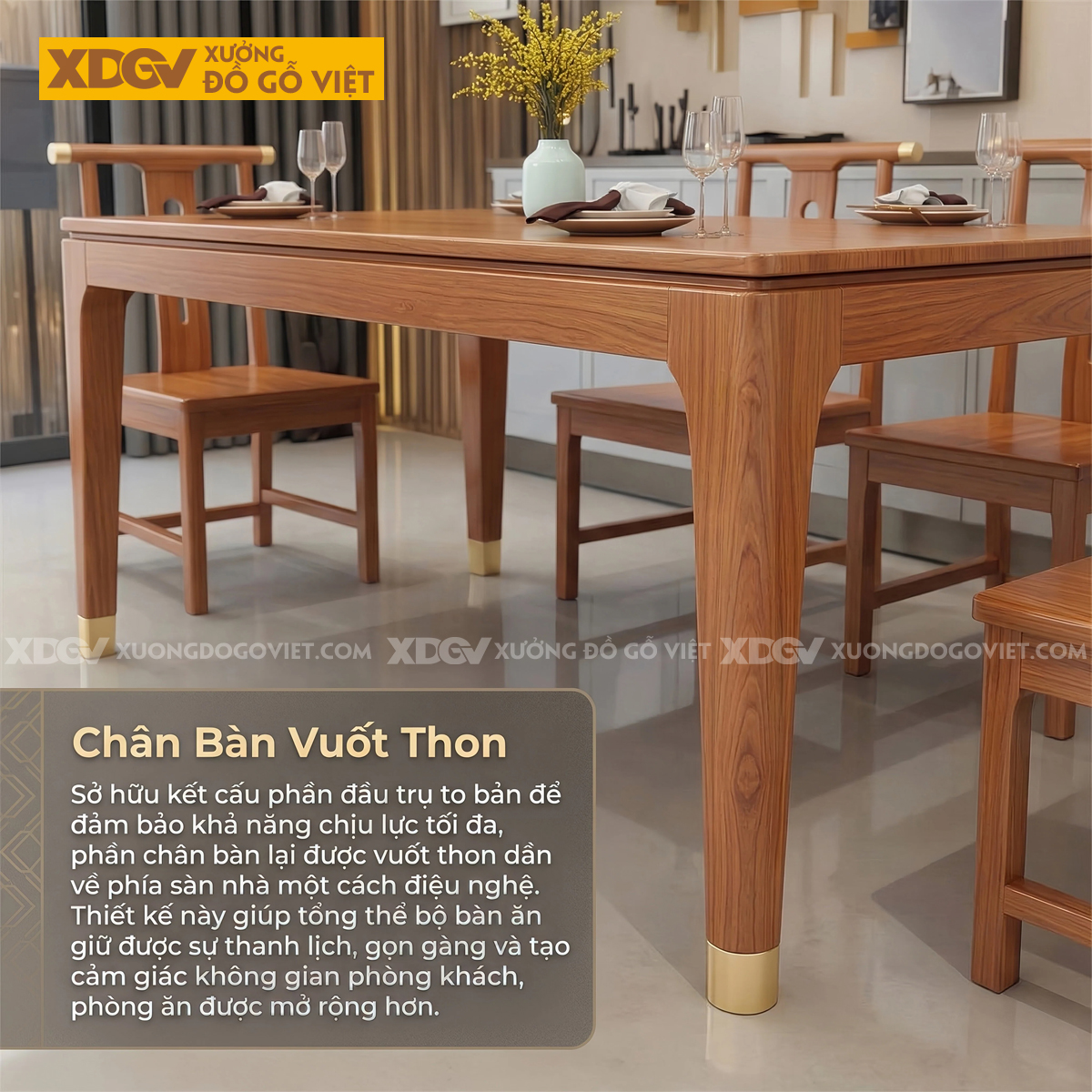 Bàn Ghế Ăn Gỗ Gõ 6 Ghế Phong Cách Trung Hoa Thanh Lịch