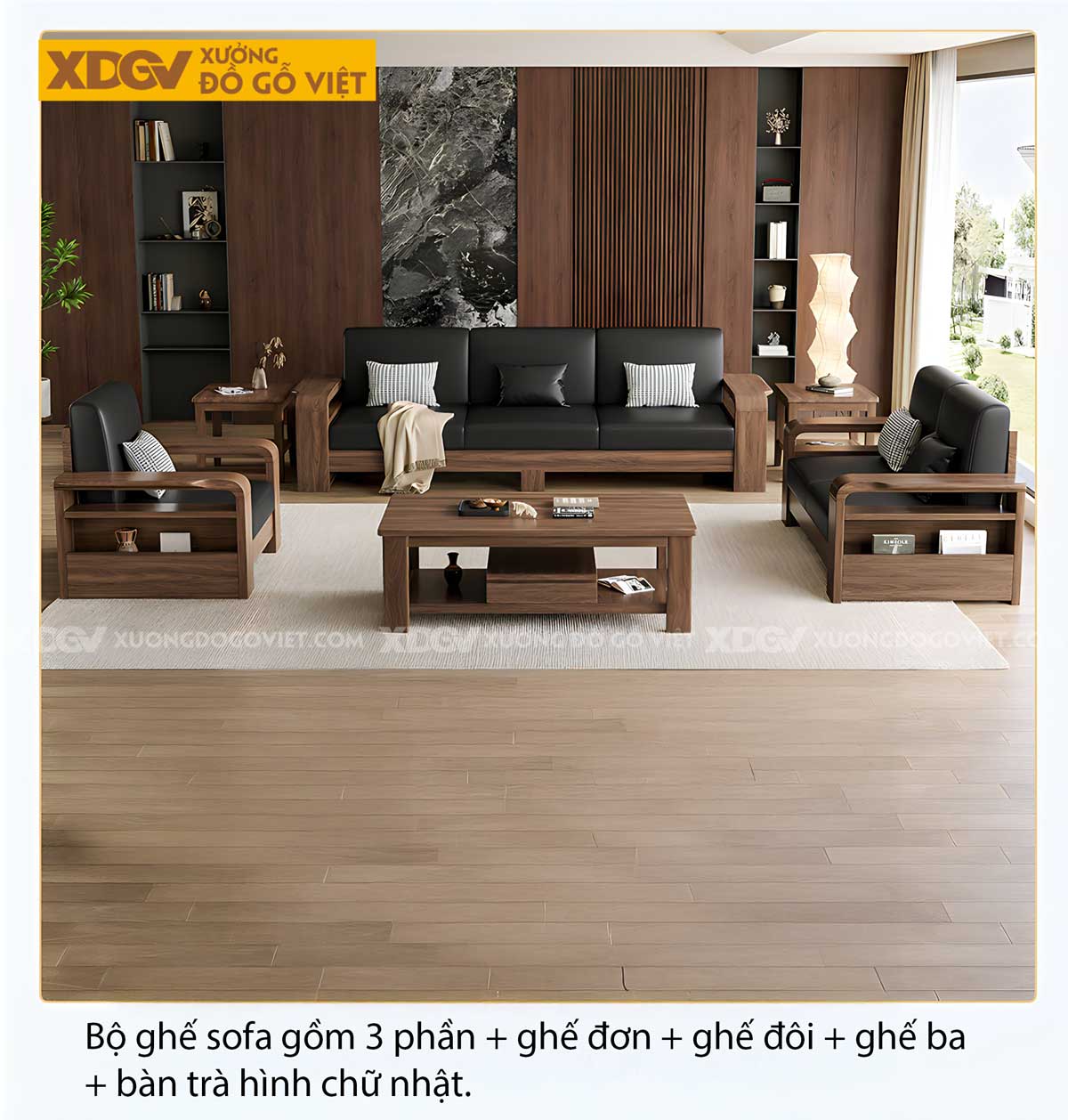 Bàn Ghế Óc Chó Tay Bo Lưng Nan Thưa Hiện Đại Mới Đẹp