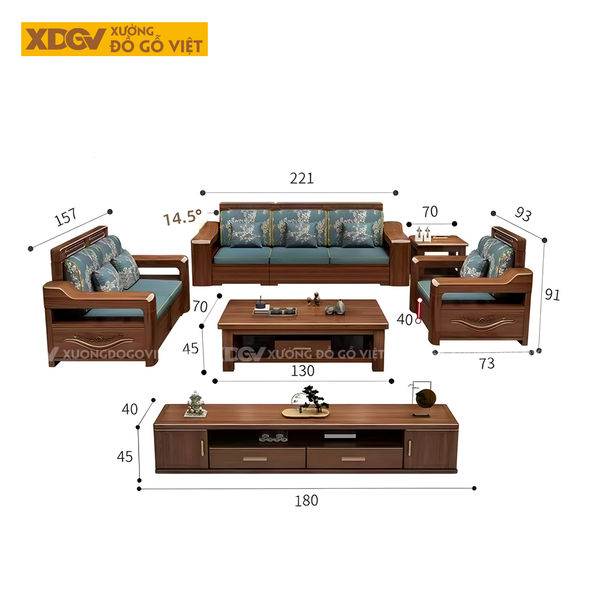 Bàn Ghế Sofa Gia Đình Căm Xe Hiện Đại Góc L Bọc Nệm Cao Cấp