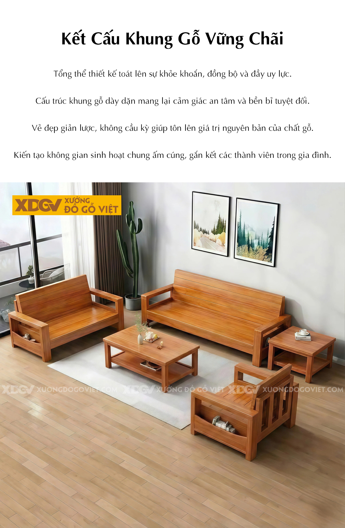 Bàn Ghế Sofa Gỗ Gõ Đỏ Tựa Nan Kiểu Dáng Vuông Vắn Mạnh Mẽ