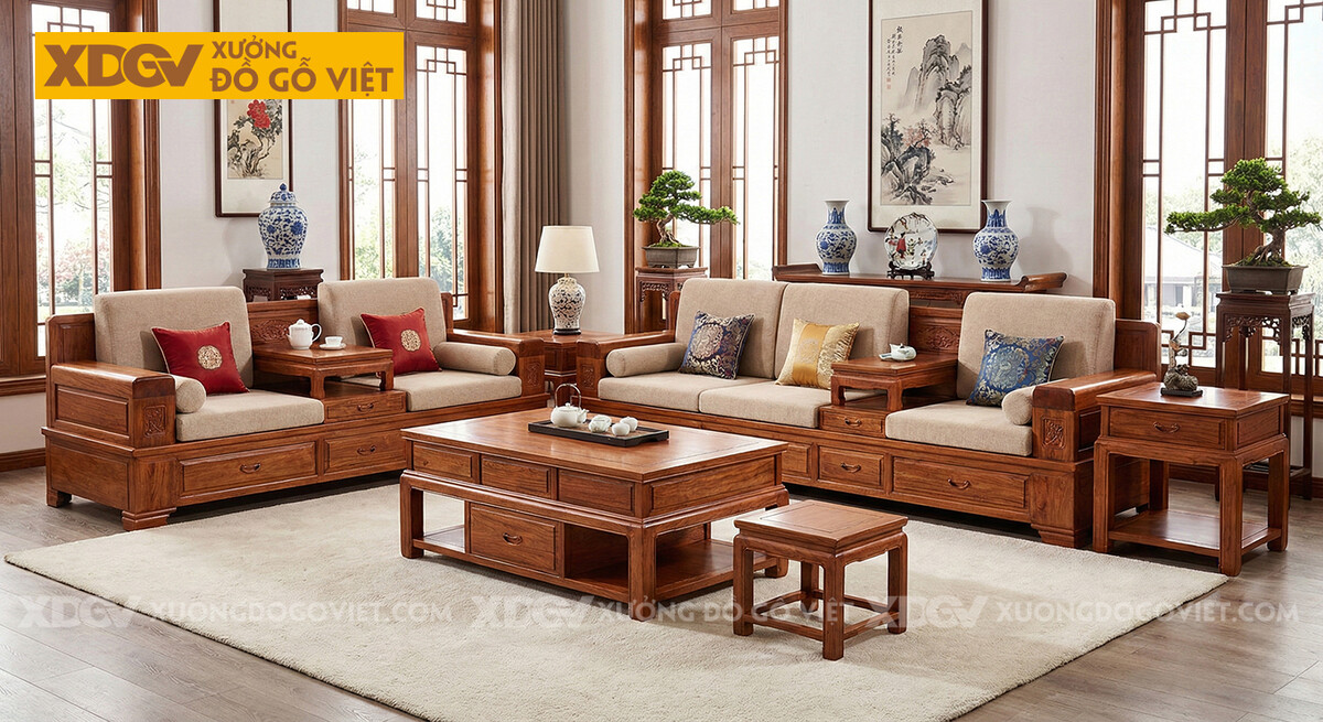 Bàn Ghế Sofa Gỗ Tự Nhiên