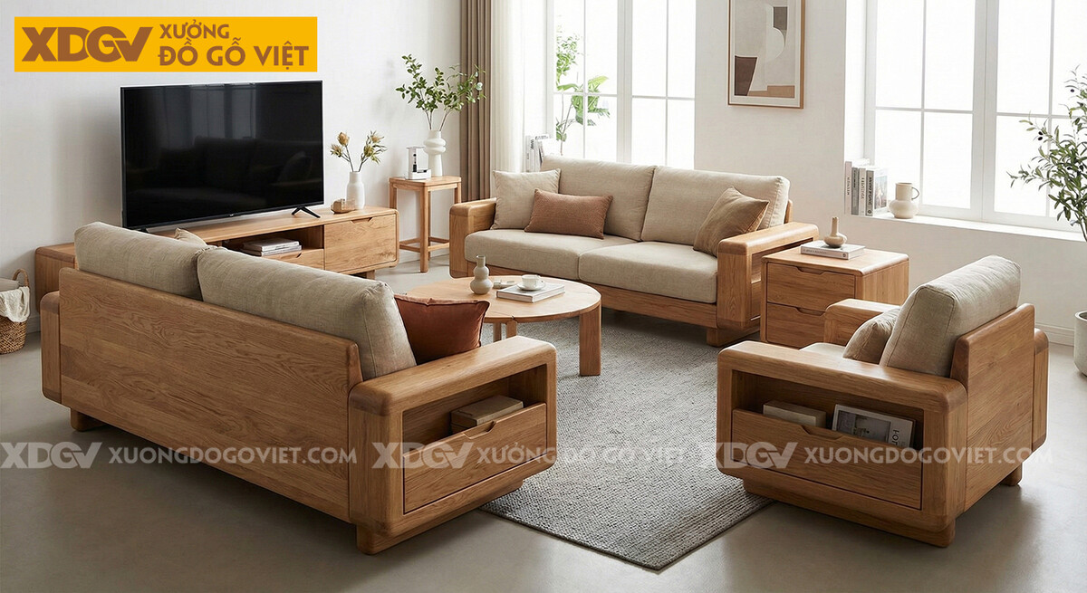 Bàn Ghế Sofa Gỗ Tự Nhiên