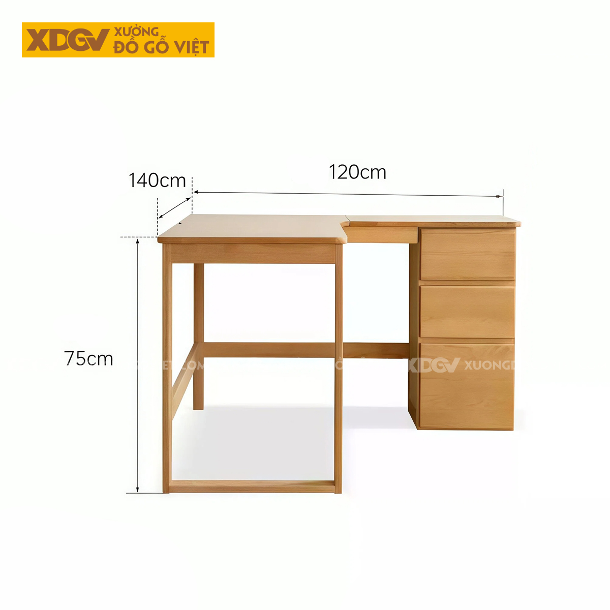 Bàn Học Góc L Công Thái Học Kết Hợp Kệ Sách Đa Năng