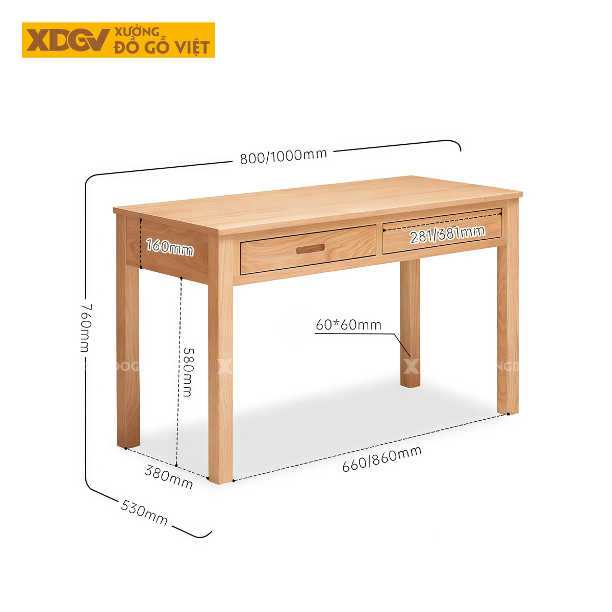 Bàn Học Và Làm Việc Gỗ Sồi Mỹ Phong Cách Bắc Âu Tối Giản