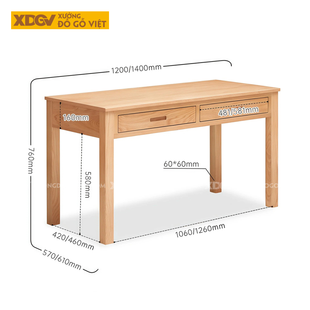 Bàn Học Và Làm Việc Gỗ Sồi Mỹ Phong Cách Bắc Âu Tối Giản