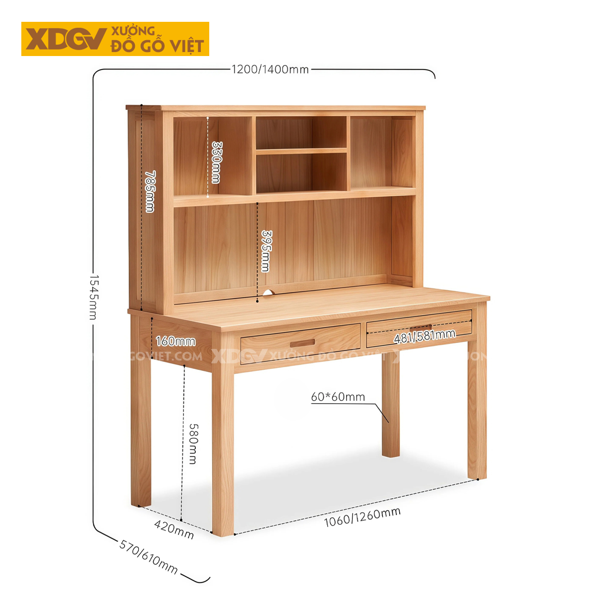 Bàn Học Và Làm Việc Gỗ Sồi Mỹ Phong Cách Bắc Âu Tối Giản