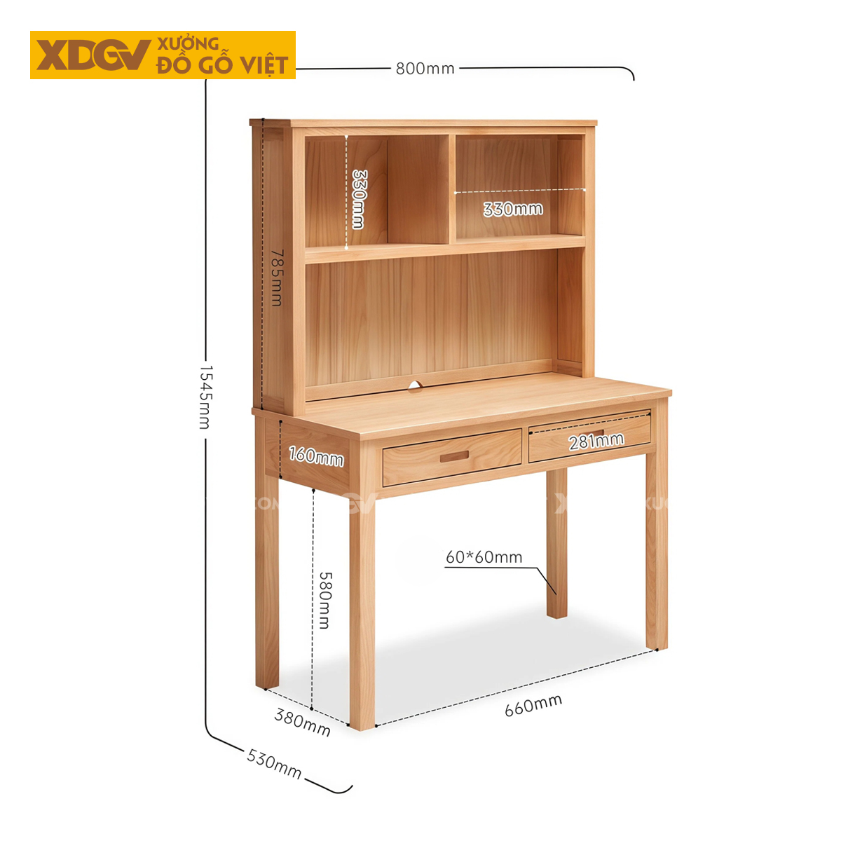 Bàn Học Và Làm Việc Gỗ Sồi Mỹ Phong Cách Bắc Âu Tối Giản