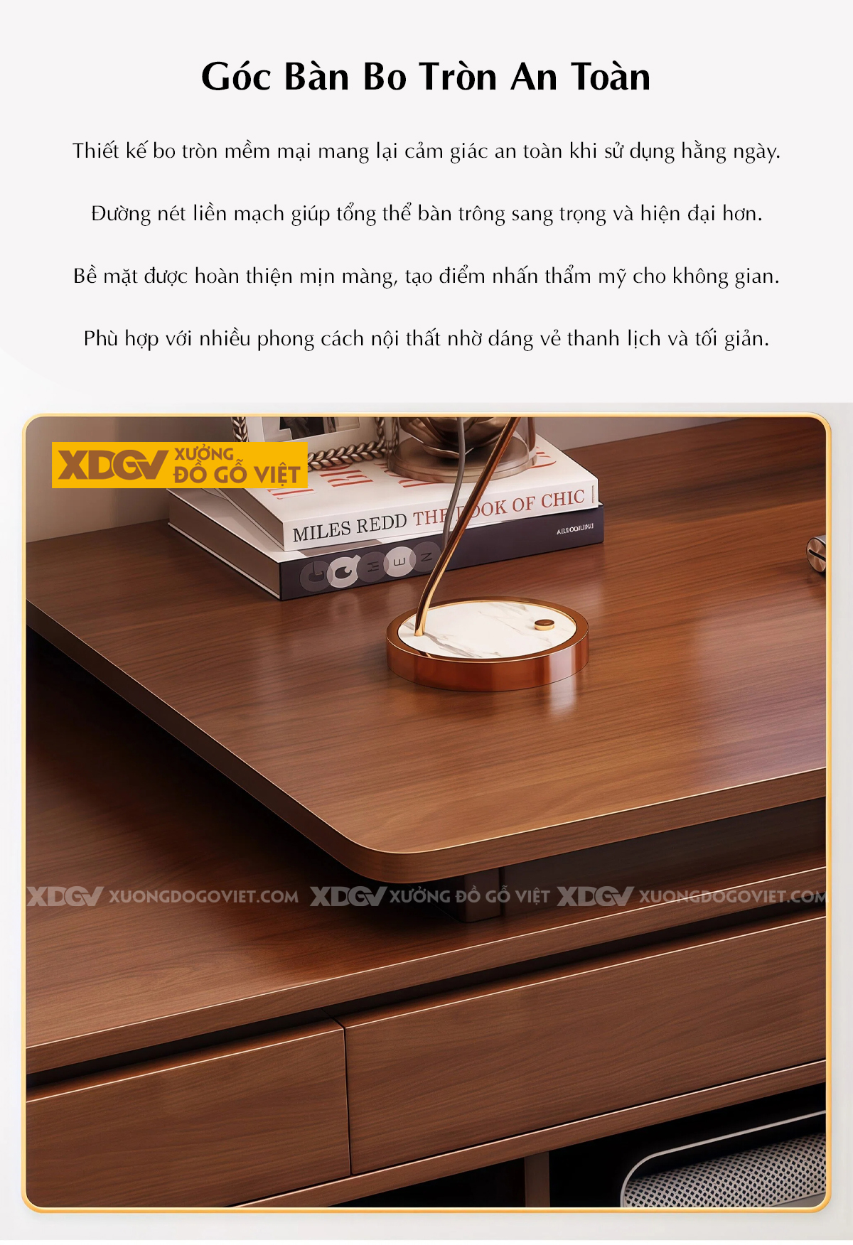 Bàn Làm Việc Gỗ Sồi Màu Óc Chó Kiểu Chữ L Cách Điệu Hiện Đại