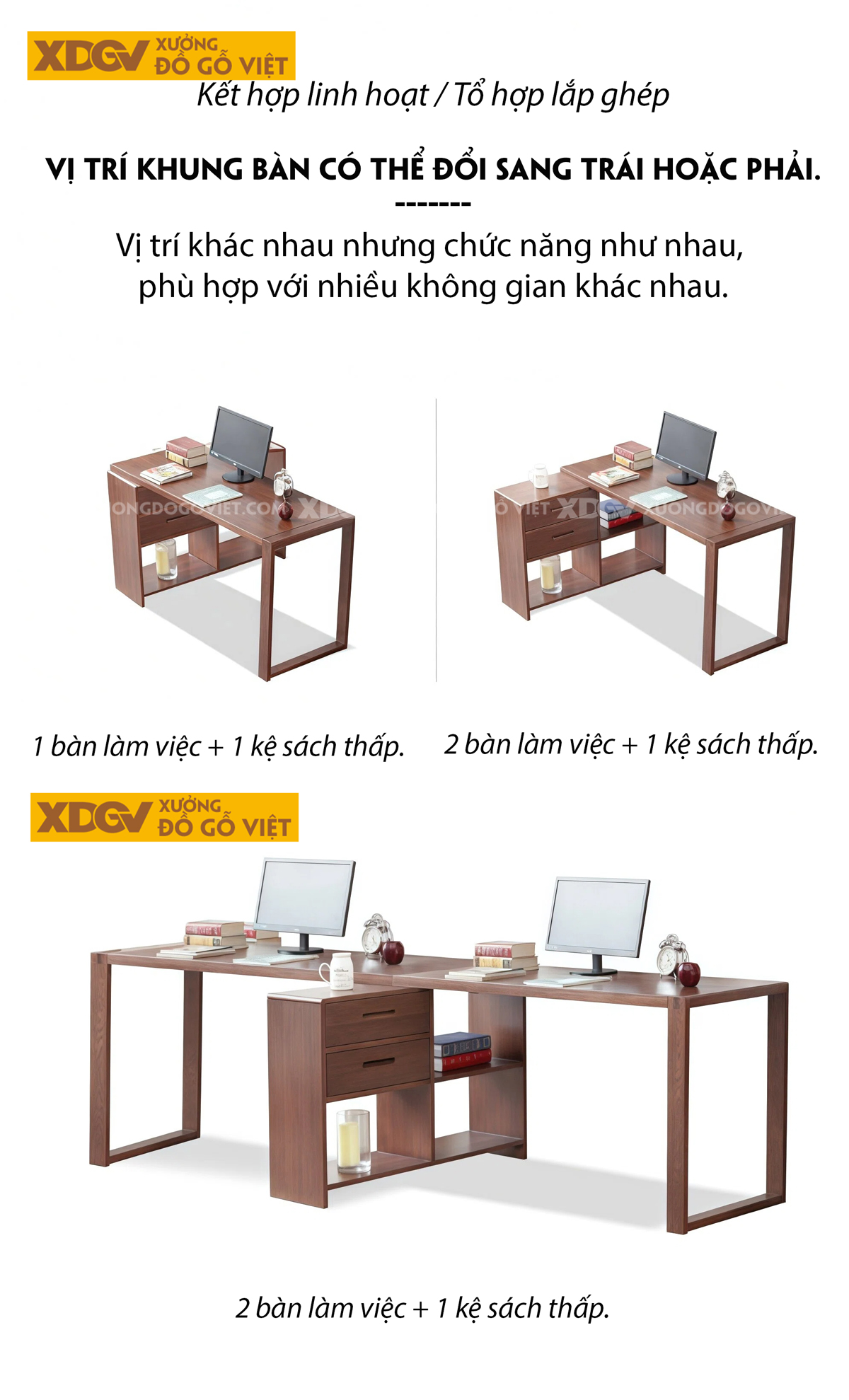 Bàn Làm Việc Kết Hợp Tủ Sách Góc L Tiết Kiệm Không Gian