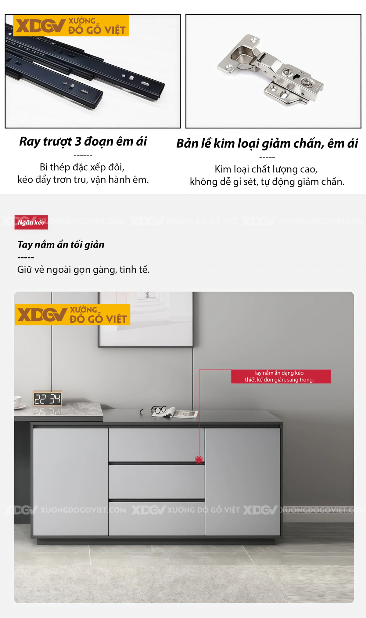 Bàn Làm Việc MDF Mặt Đá Hiện Đại Kèm Tủ Lưu Trữ Đa Năng