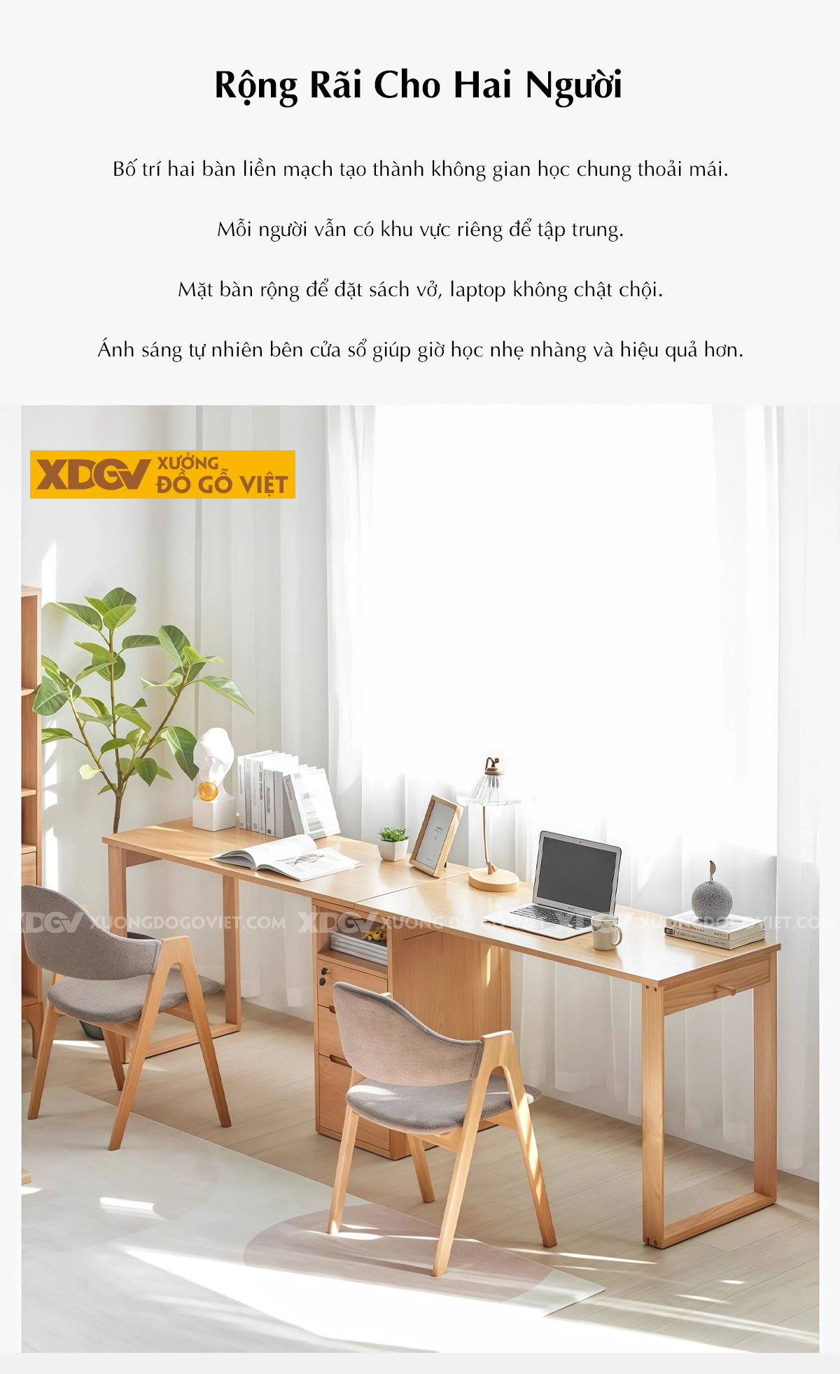 Bàn Làm Việc Sồi Mỹ Tích Hợp Hộc Kéo Đa Năng Tiện Lợi