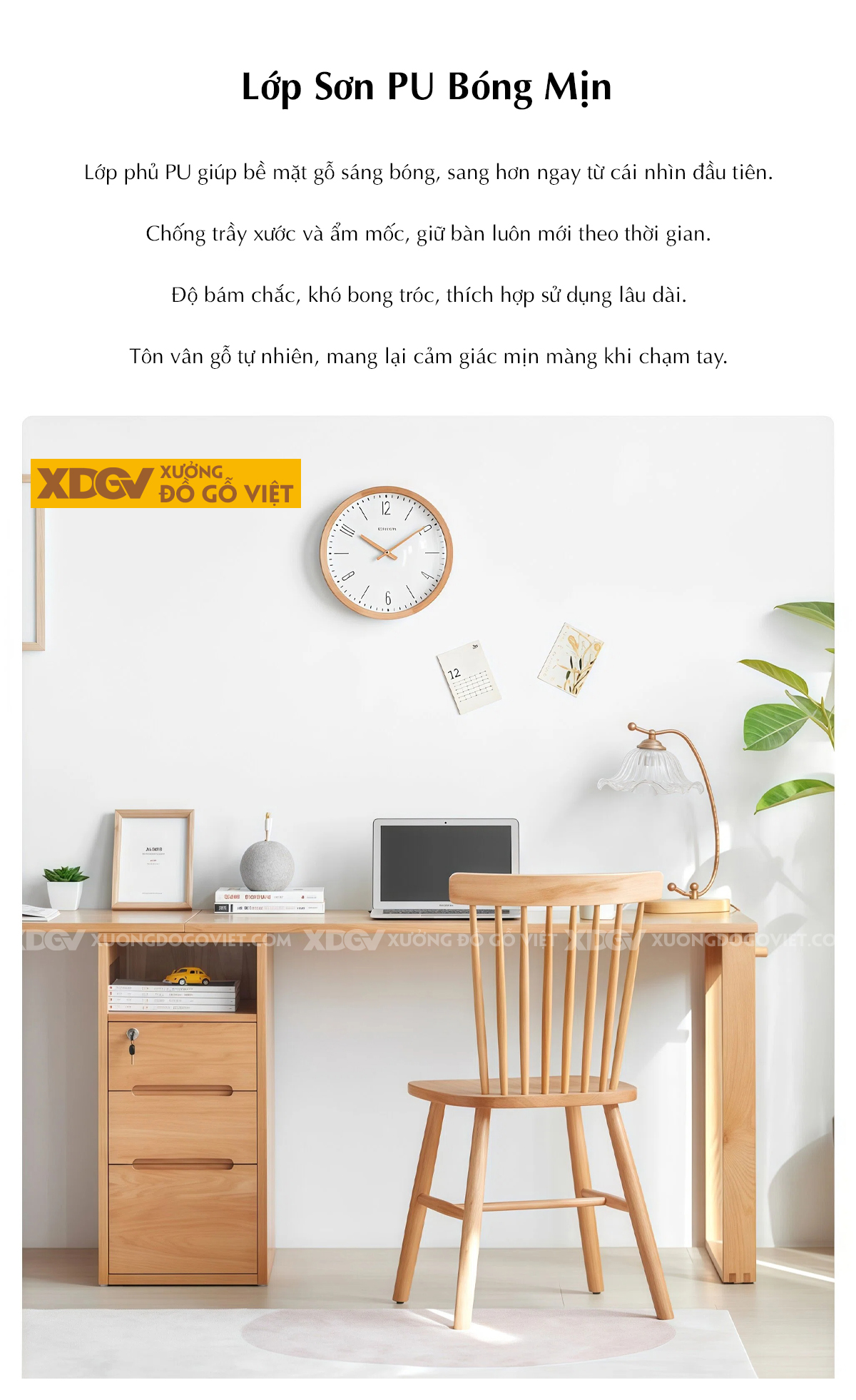 Bàn Làm Việc Sồi Mỹ Tích Hợp Hộc Kéo Đa Năng Tiện Lợi