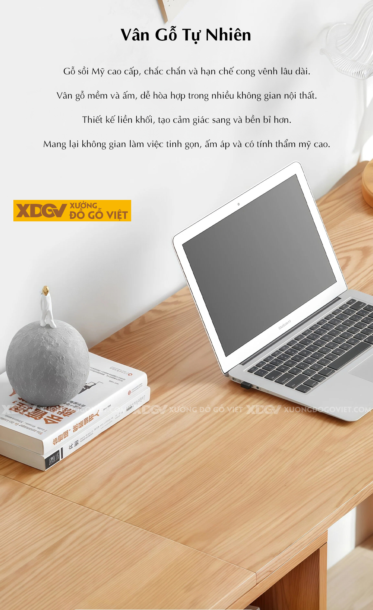 Bàn Làm Việc Sồi Mỹ Tích Hợp Hộc Kéo Đa Năng Tiện Lợi