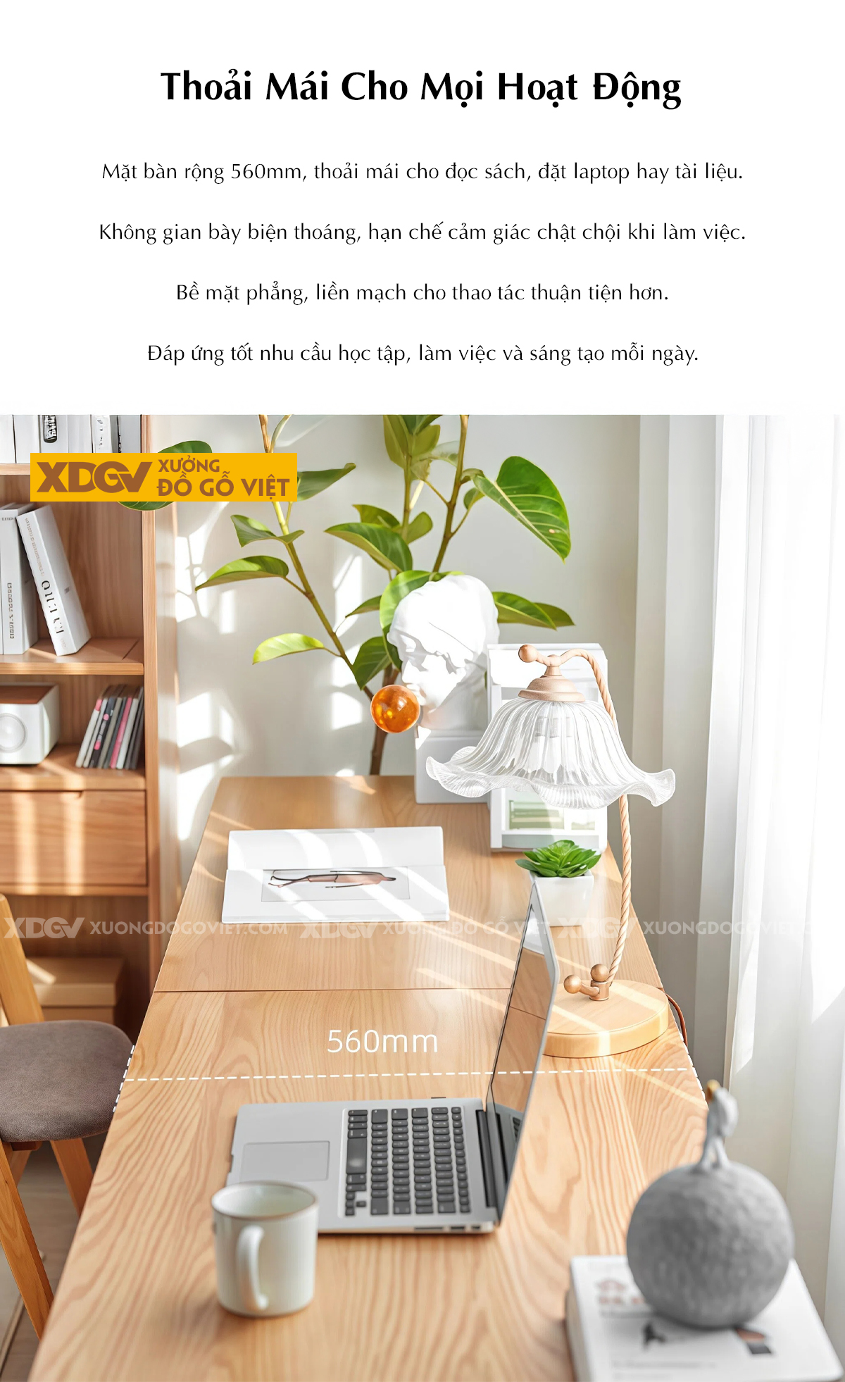 Bàn Làm Việc Sồi Mỹ Tích Hợp Hộc Kéo Đa Năng Tiện Lợi