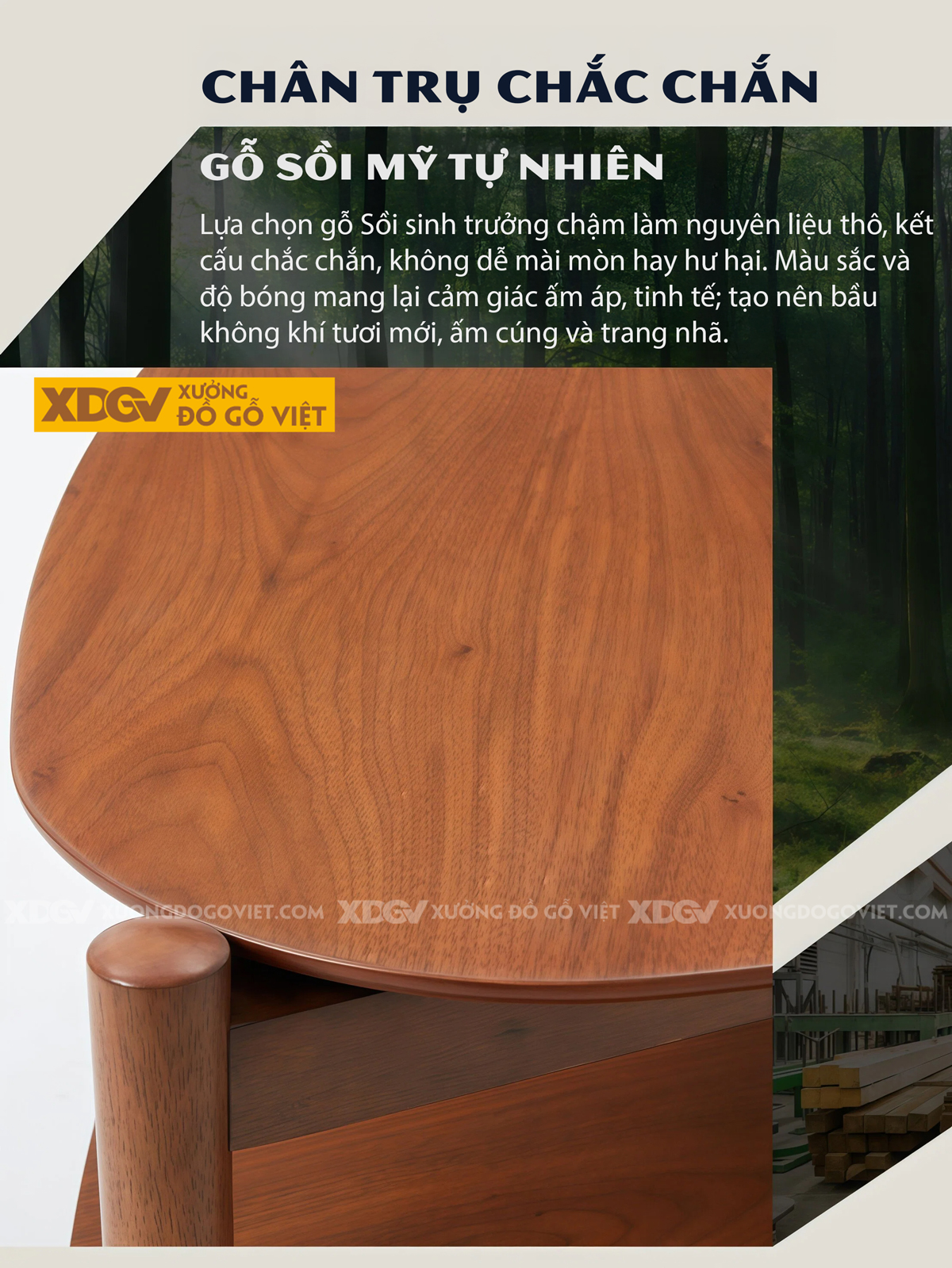 Bàn Sofa Phòng Khách Gỗ Sồi 2 Dáng Tam Giác Bo Góc Hai Tầng 