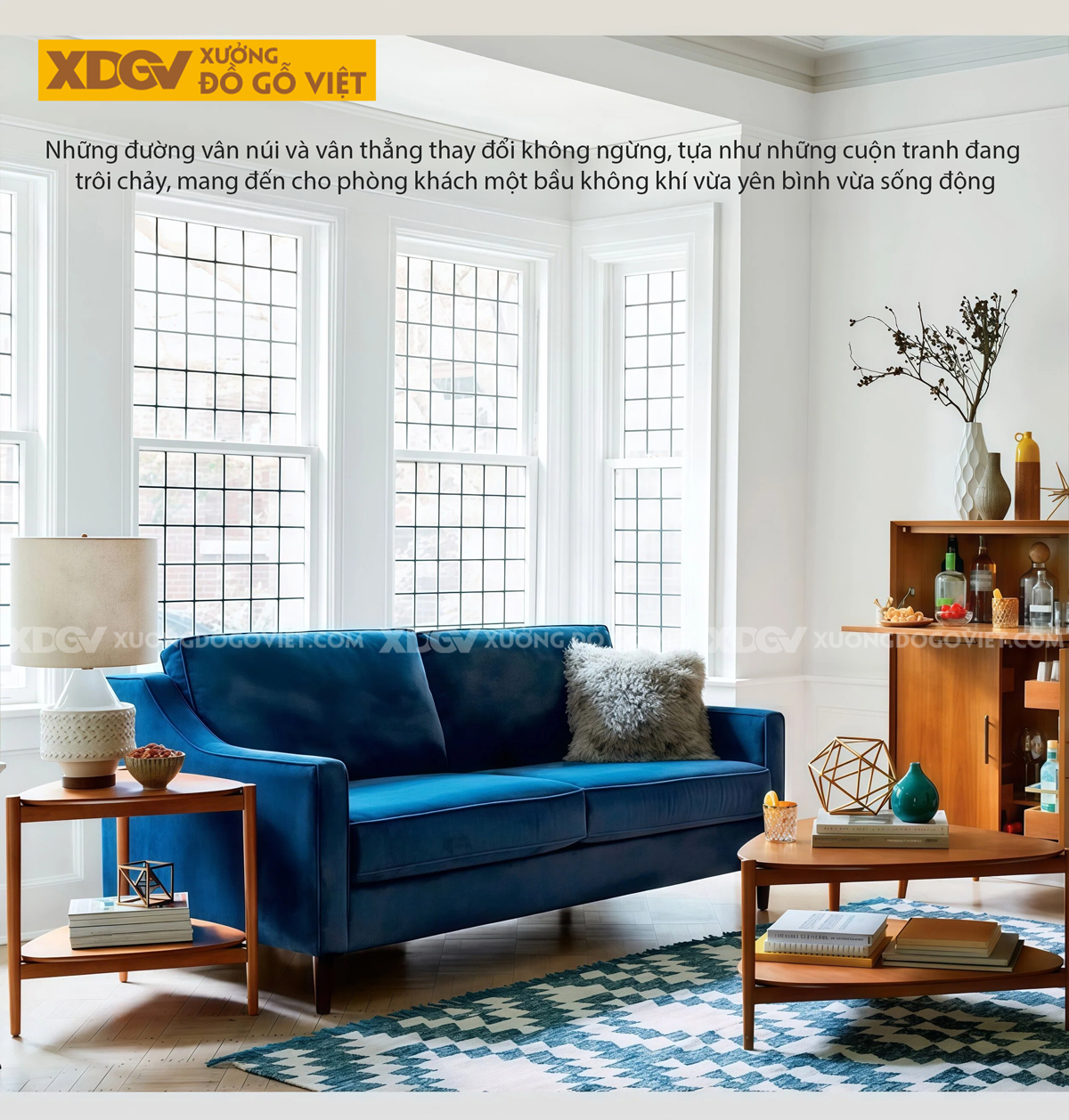 Bàn Sofa Phòng Khách Gỗ Sồi 2 Dáng Tam Giác Bo Góc Hai Tầng 