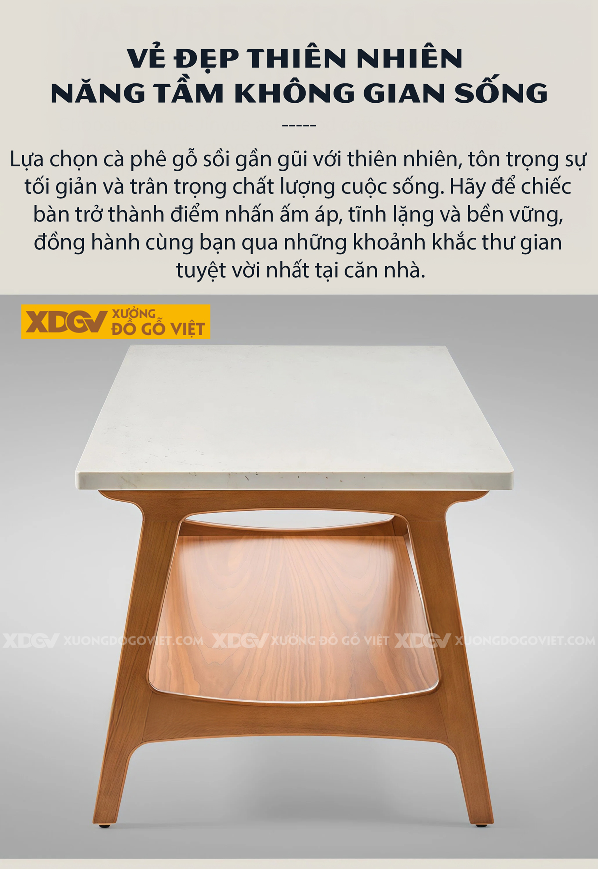 Bàn Sofa Phòng Khách Gỗ Sồi Kiểu Chân Vát Hình Khối Hiện Đại