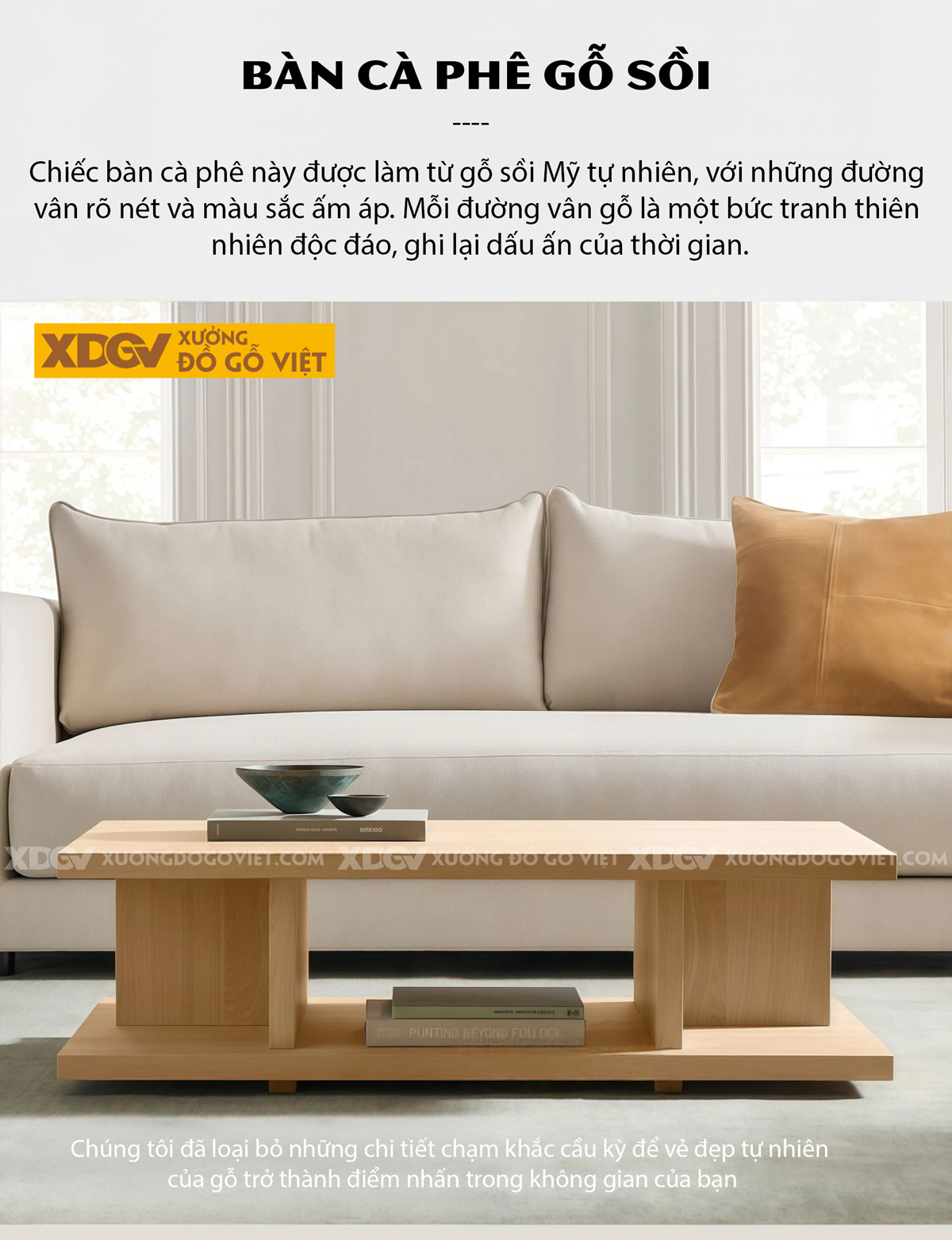 Bàn Trà Phòng Khách Hiện Đại Sofa Gỗ Sồi Thiết Kế Mở 2 Tầng