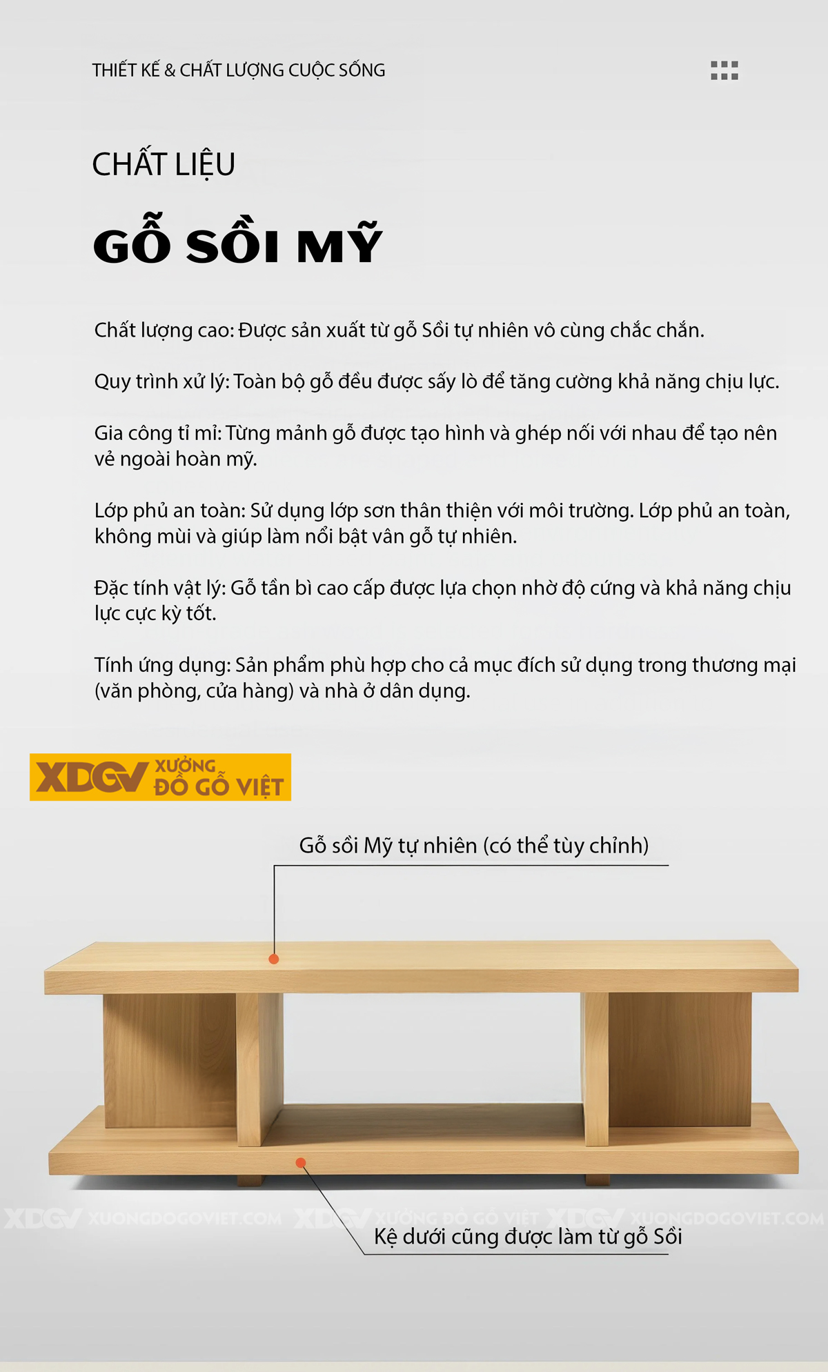 Bàn Trà Phòng Khách Hiện Đại Sofa Gỗ Sồi Thiết Kế Mở 2 Tầng