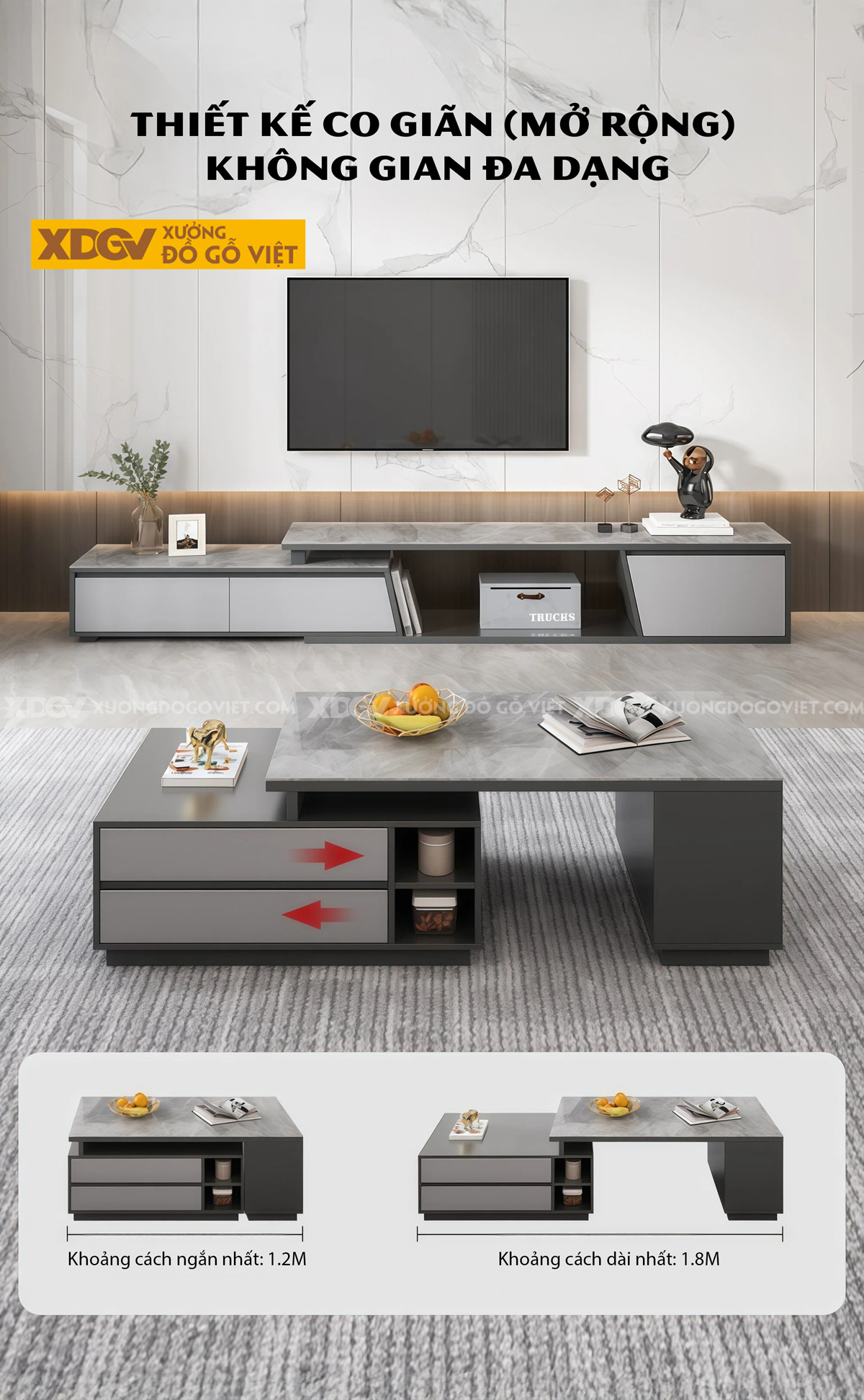 Bàn Trà Sofa Phòng Khách Hiện Đại Gỗ Sồi Thiết Kế Đa Tầng