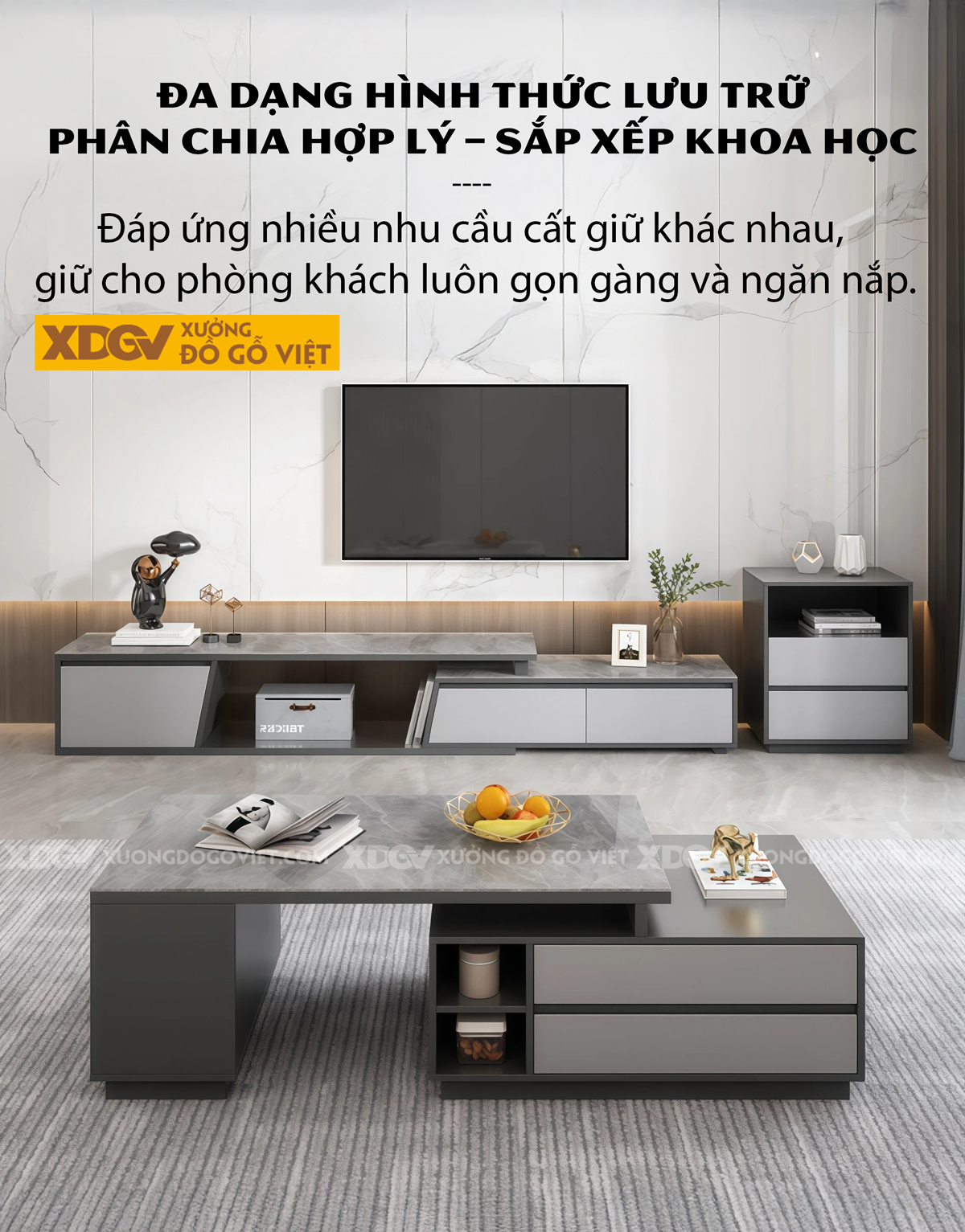 Bàn Trà Sofa Phòng Khách Hiện Đại Gỗ Sồi Thiết Kế Đa Tầng