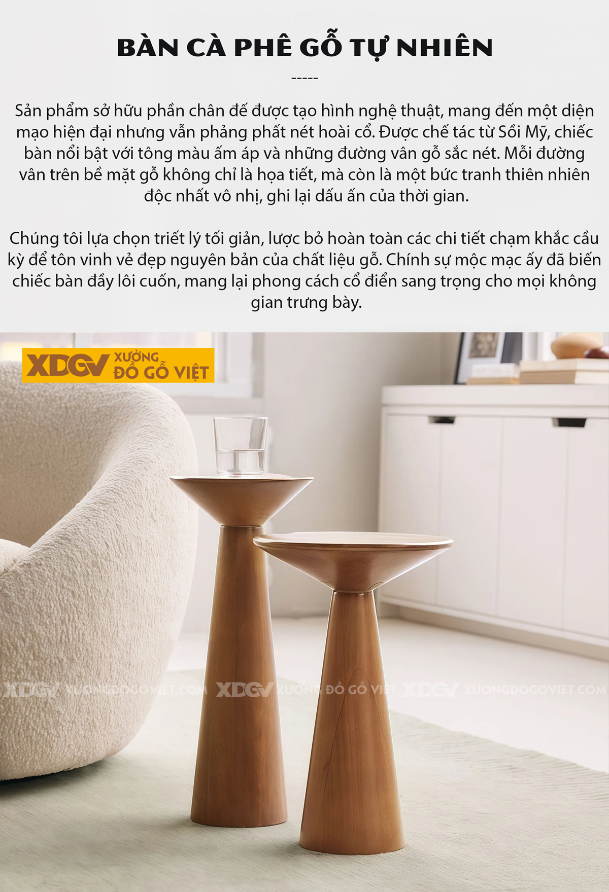 Bàn Trà Sofa Phòng Khách Kiểu Dáng Hình Nón Chân Côn Độc Đáo