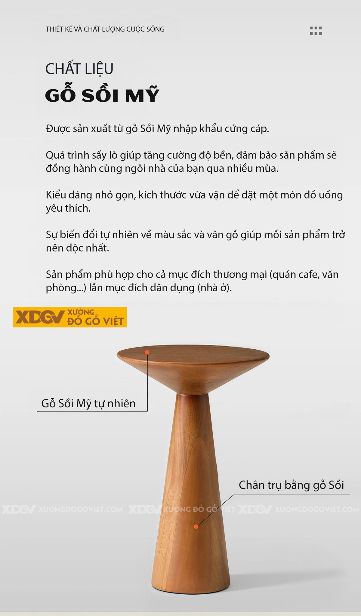 Bàn Trà Sofa Phòng Khách Kiểu Dáng Hình Nón Chân Côn Độc Đáo