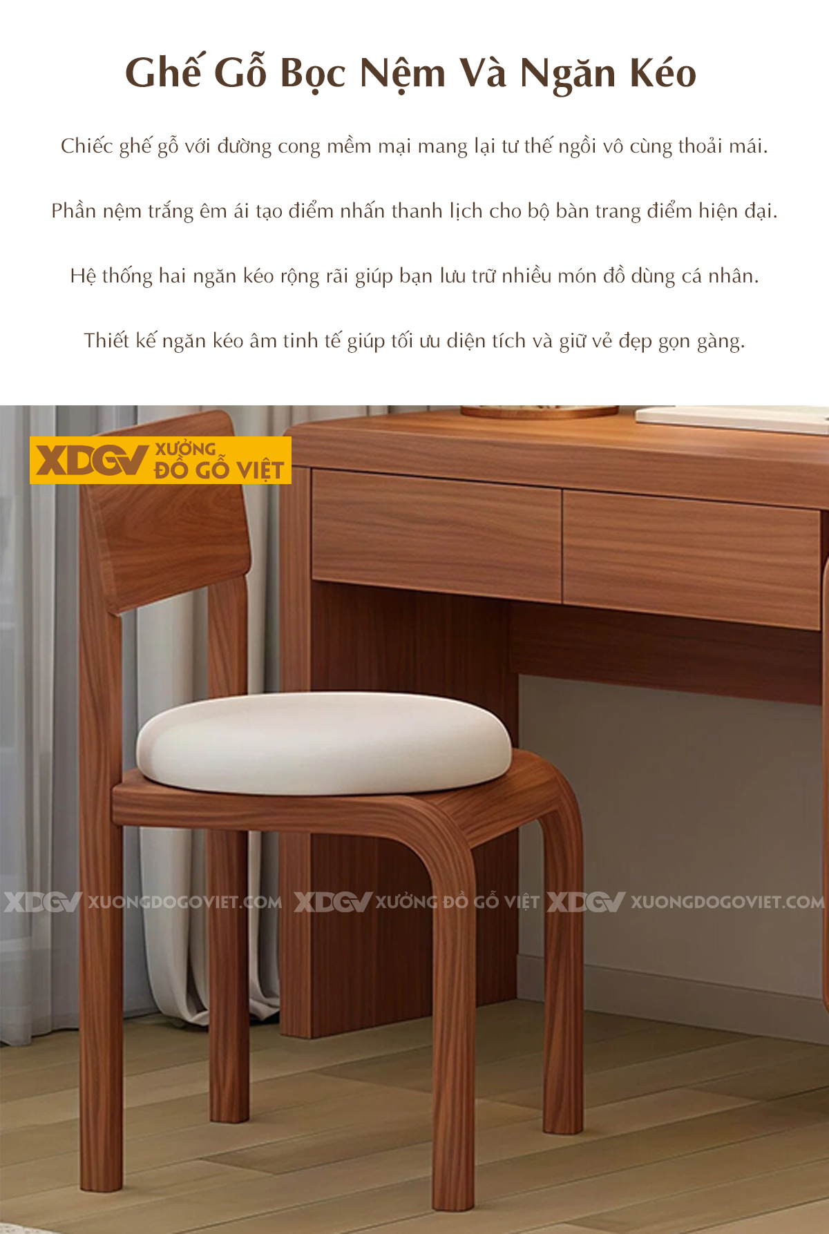 Bàn Trang Điểm Phòng Ngủ Gỗ Gõ Đỏ Phối Tủ Chân Tròn Độc Đáo