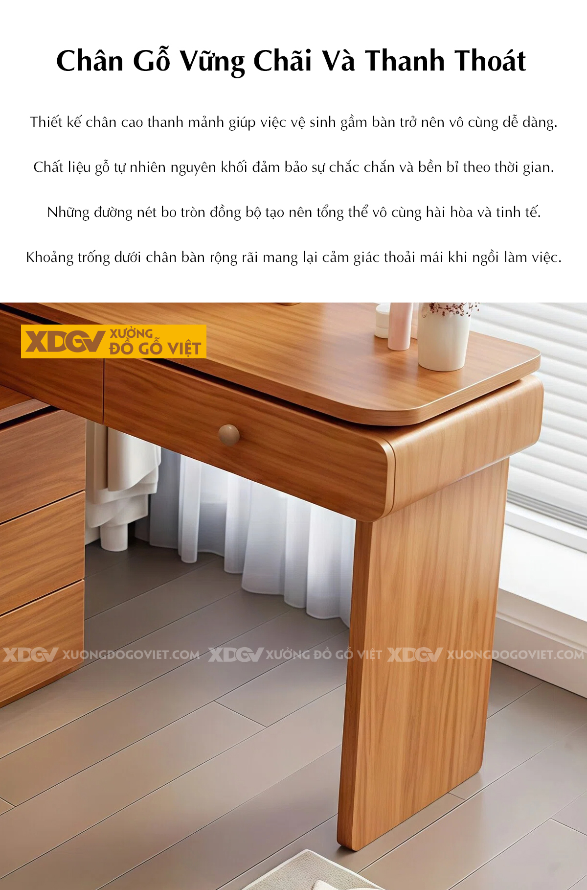 Bàn Trang Điểm Phòng Ngủ Gỗ Gõ Đỏ Phối Tủ Chân Tròn Độc Đáo