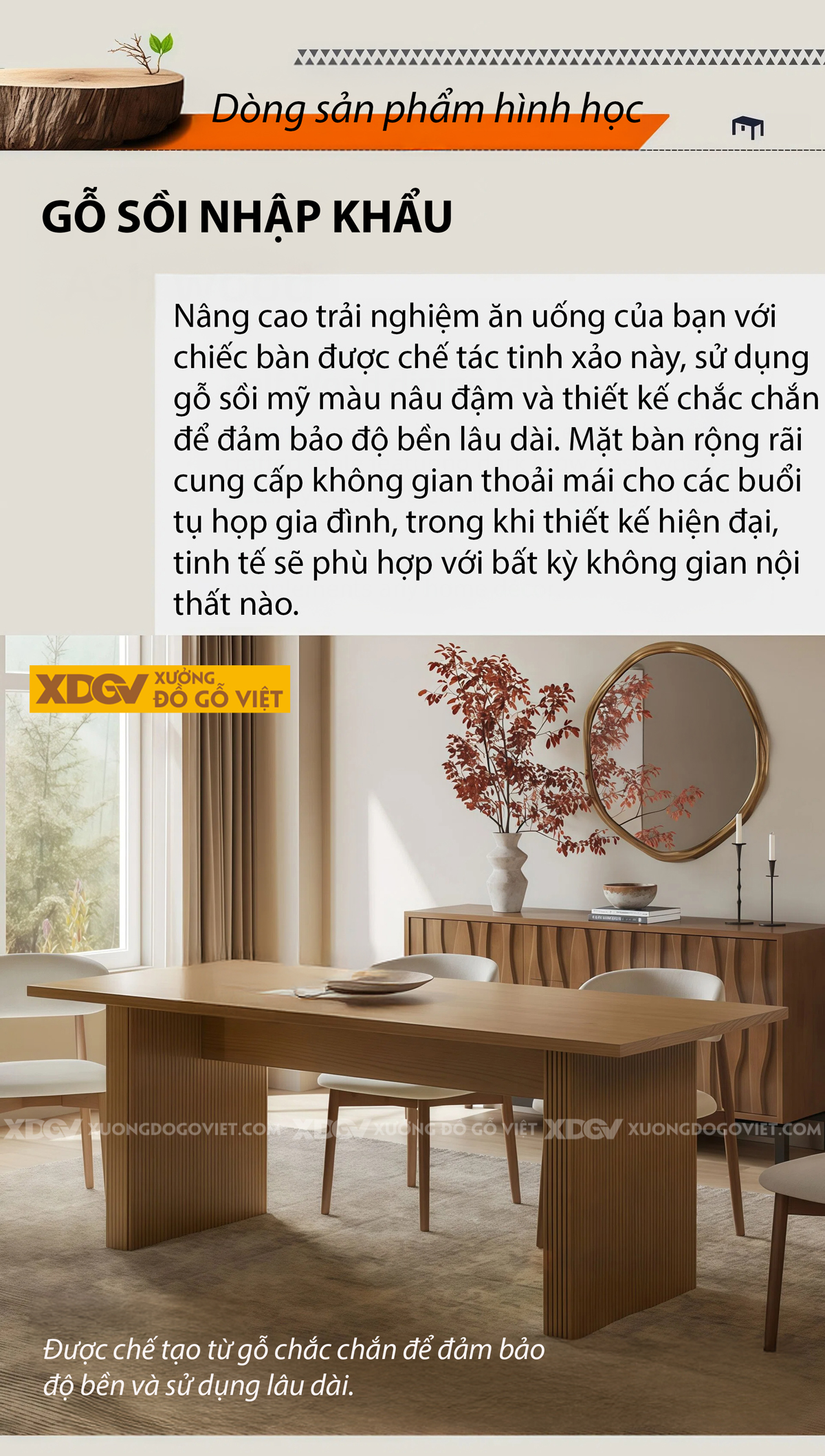 Bàn Tròn Hiện Đại Gỗ Sồi Mỹ Cấu Trúc Chân Chéo Chữ X Độc Đáo