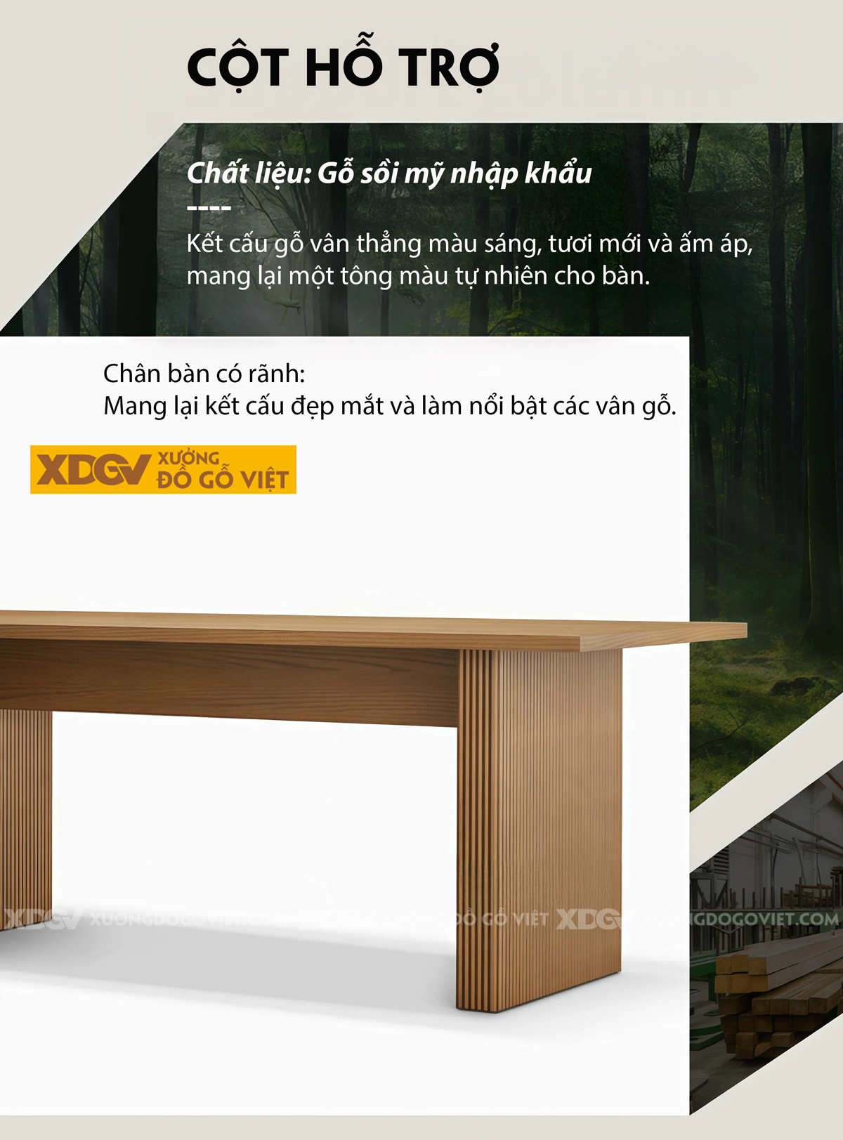 Bàn Tròn Hiện Đại Gỗ Sồi Mỹ Cấu Trúc Chân Chéo Chữ X Độc Đáo