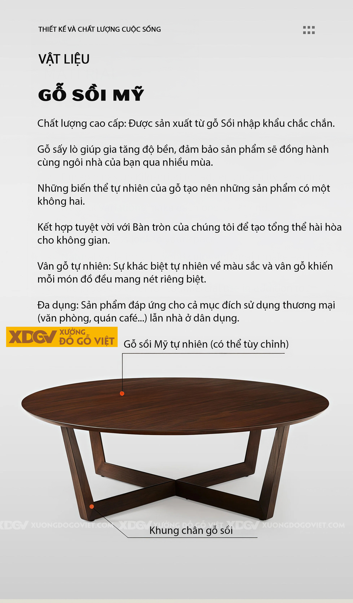 Bàn Tròn Sofa Phòng Khách Hiện Đại Gỗ Sồi Thiết Kế 2 Tầng