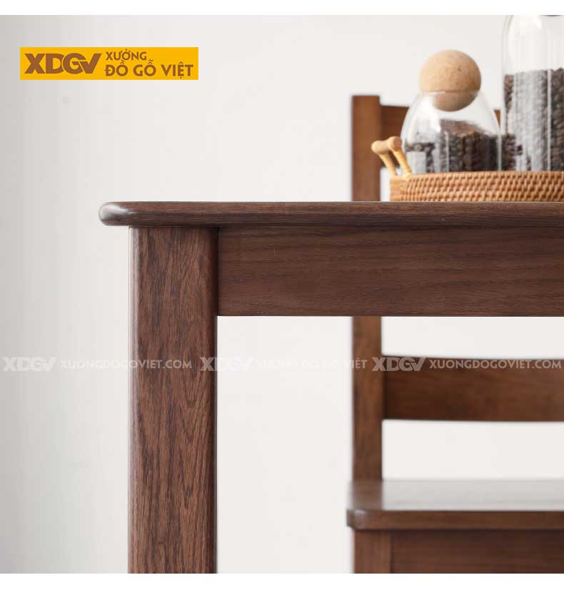 Bộ Bàn Ăn 4 Ghế Gỗ Sồi Japandi Tối Giản Chân Trụ Vuông