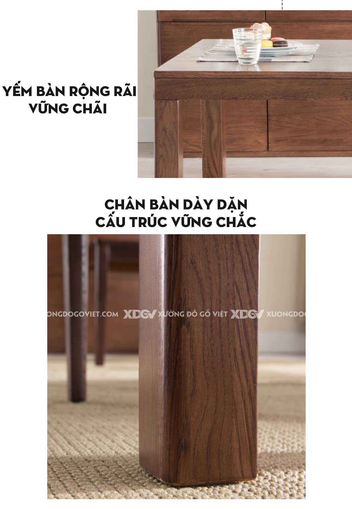 Bộ Bàn Ăn 4 Ghế Gỗ Sồi Japandi Tối Giản Chân Trụ Vuông