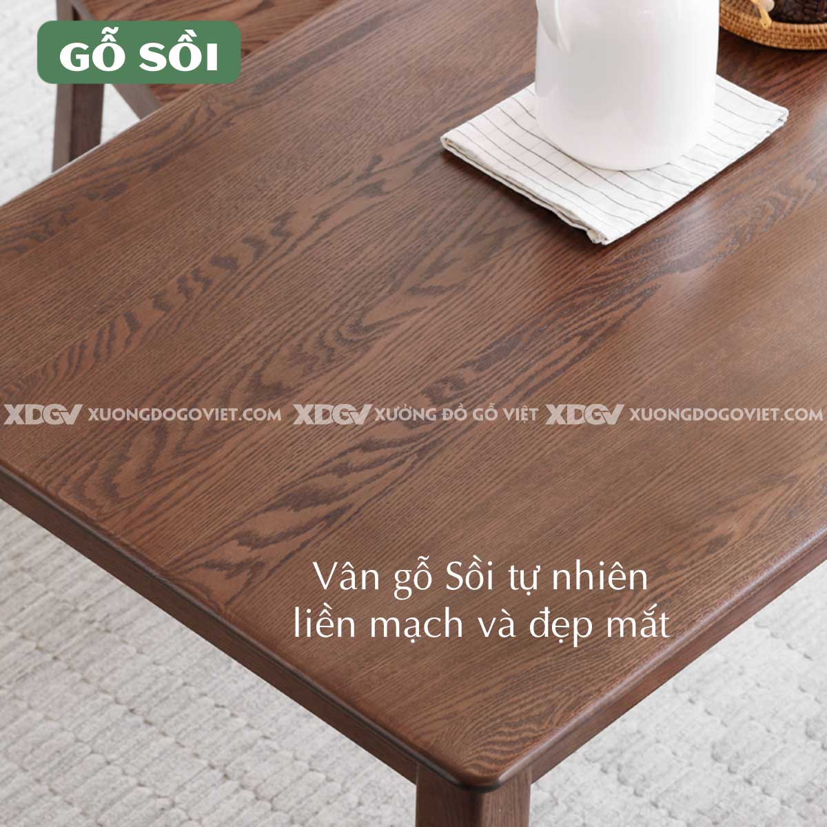 Bộ Bàn Ăn 4 Ghế Gỗ Sồi Japandi Tối Giản Chân Trụ Vuông