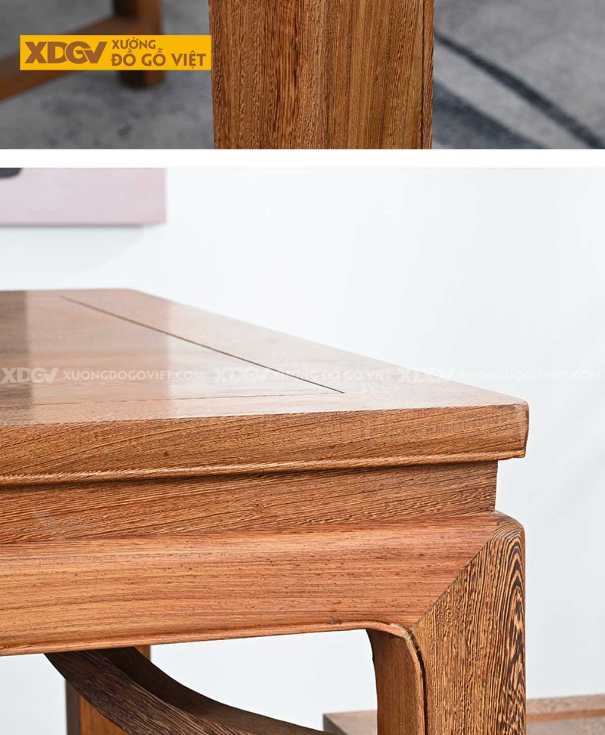 Bộ Bàn Ăn 6 Ghế Gỗ Gõ Đỏ Á Đông Tối Giản Chân Móng Ngựa