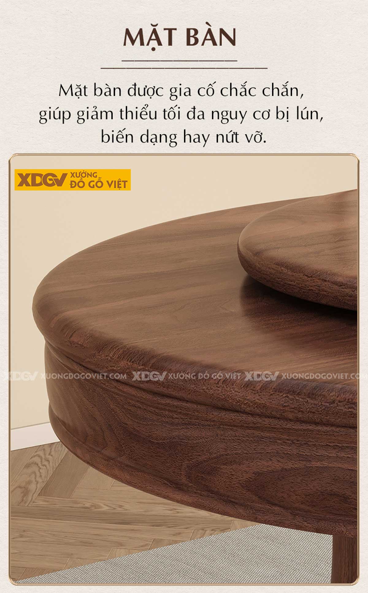 Bộ Bàn Ăn 6 Ghế Gỗ Óc Chó Tân Cổ Điển Chân Trụ Có Mâm Xoay