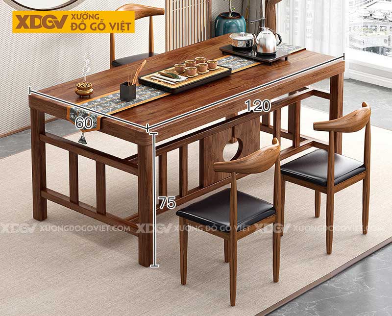 Bộ Bàn Ăn 8 Ghế Gỗ Óc Chó Tân Cổ Điển Chân Giàn Độc Đáo