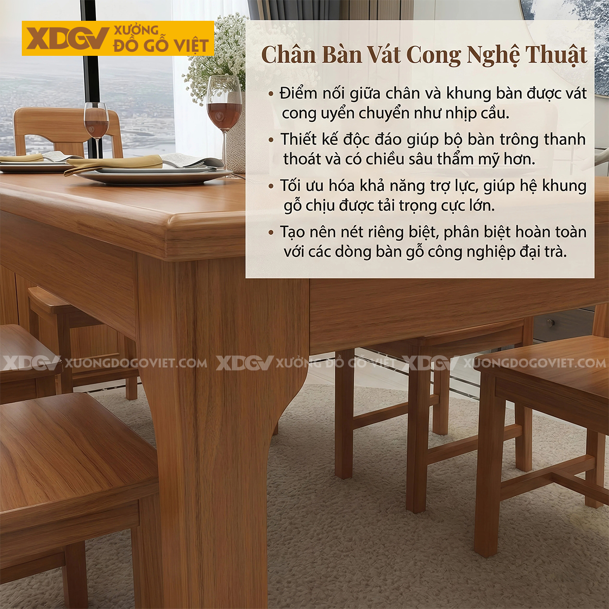 Bộ Bàn Ăn Gõ Đỏ 6 Ghế Phong Cách Á Đông Hiện Đại