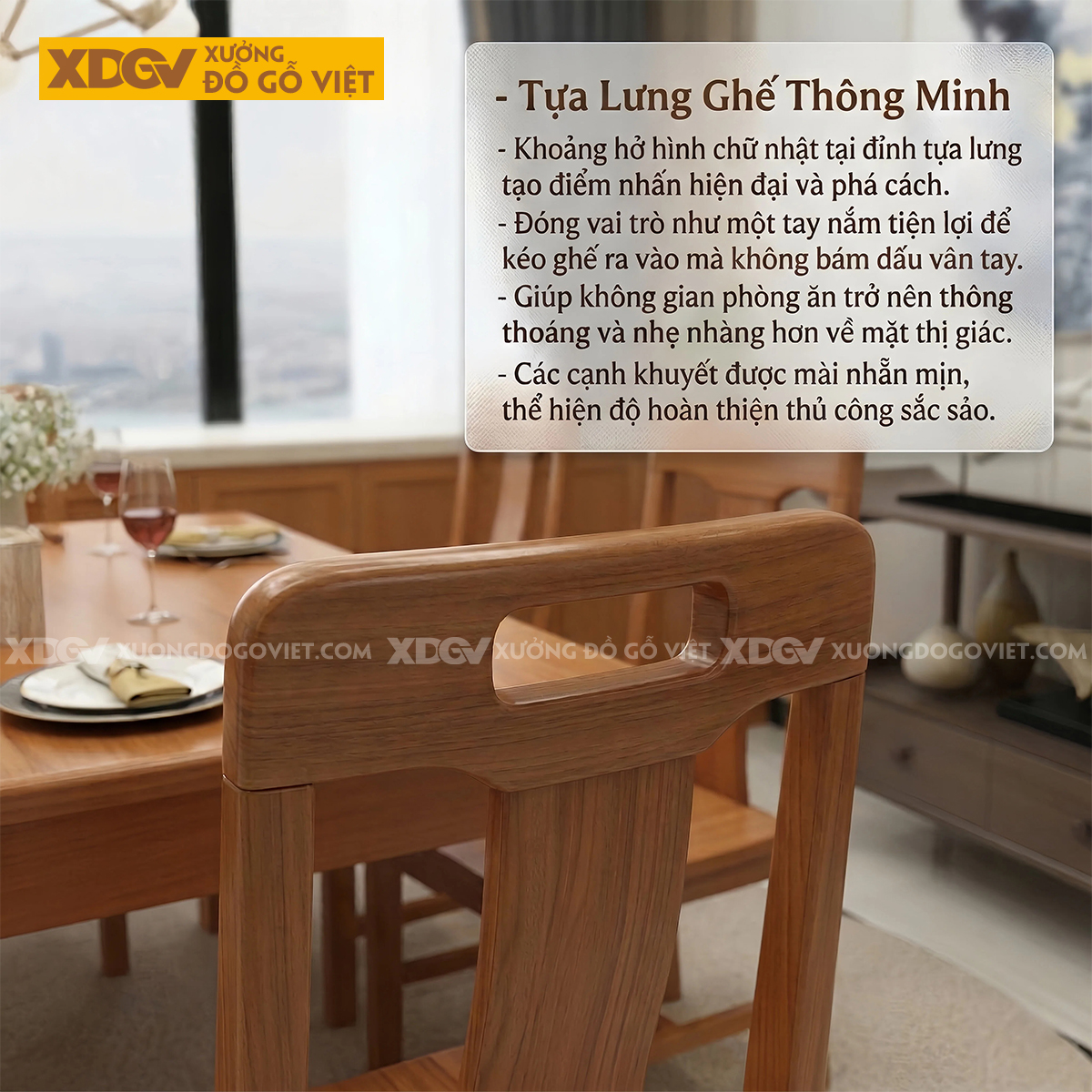 Bộ Bàn Ăn Gõ Đỏ 6 Ghế Phong Cách Á Đông Hiện Đại