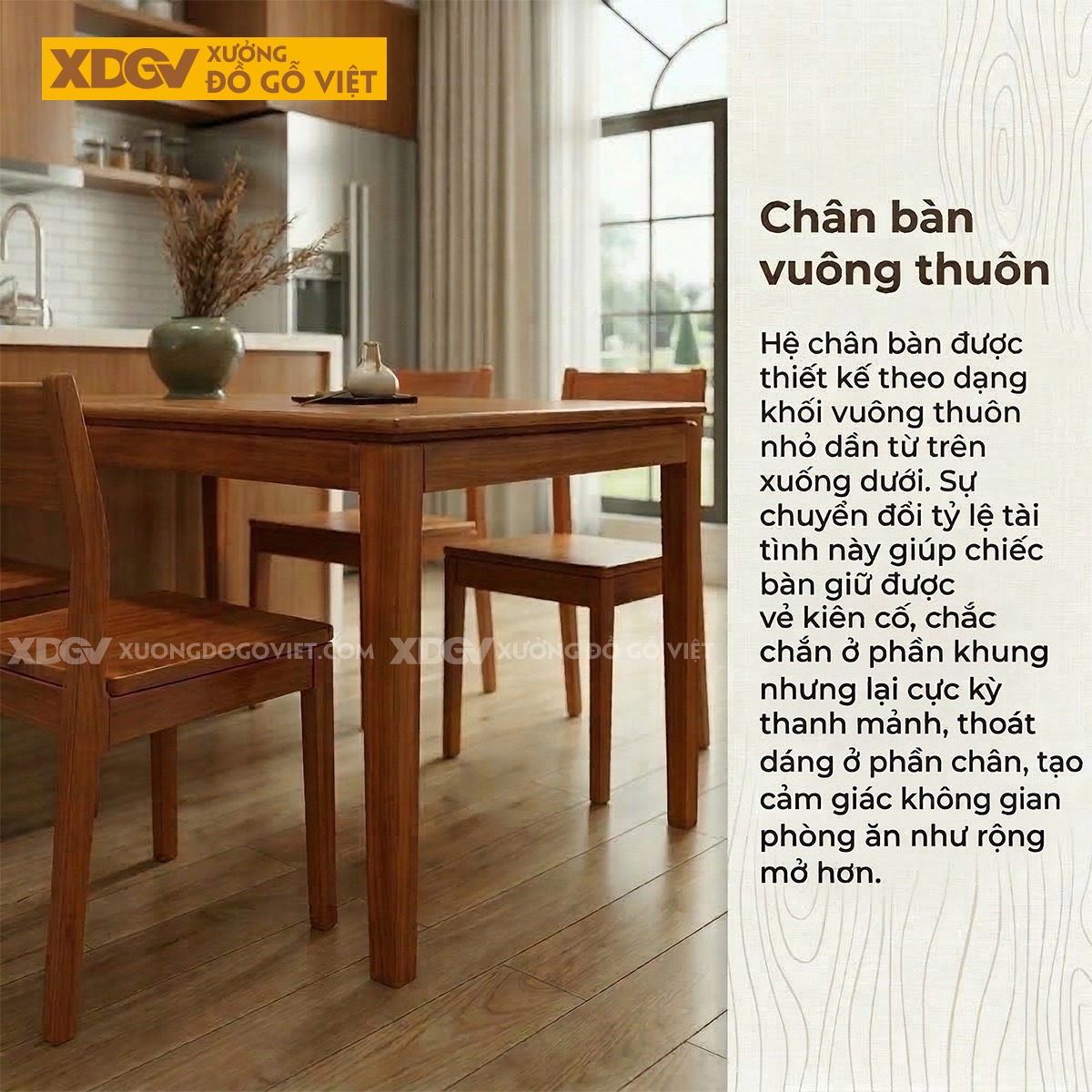 Bộ Bàn Ăn Gỗ Gõ Đỏ 4 Ghế Thiết Kế Đơn Giản Cho Gia Đình