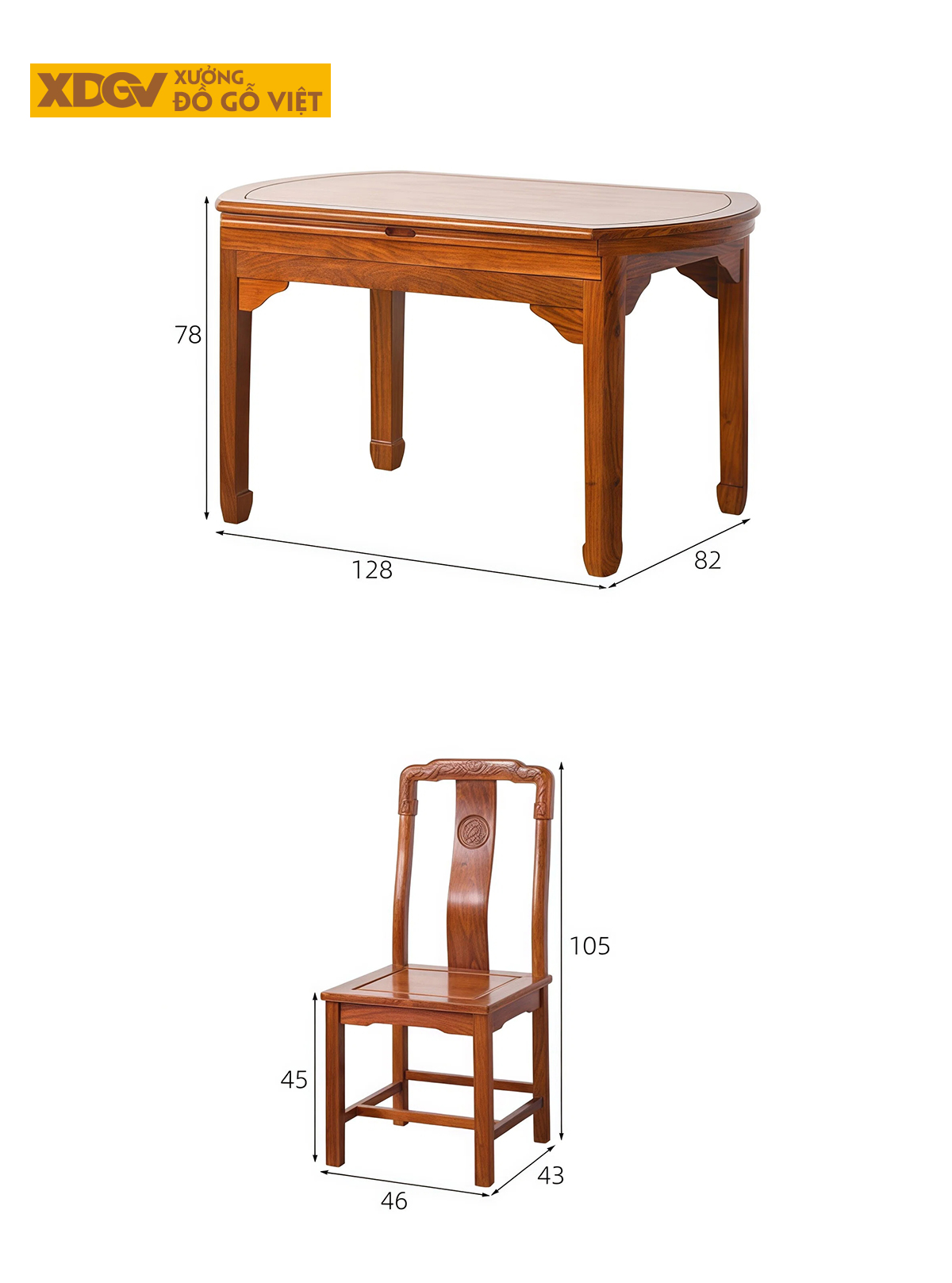 Bộ Bàn Ăn Gỗ Gõ Đỏ 6 Ghế Bàn Tròn Đa Năng Tích Hợp Mâm Xoay