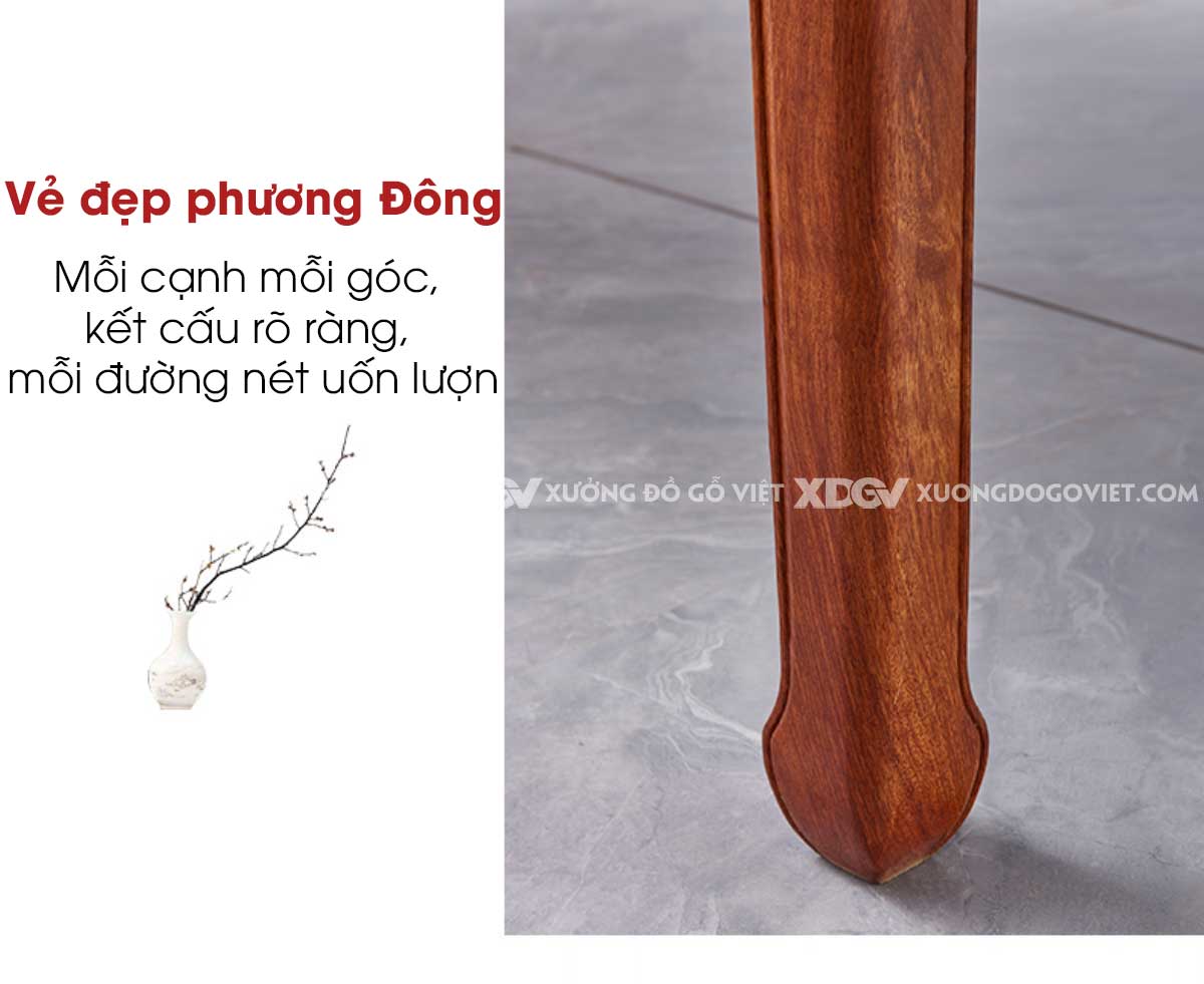 Bộ Bàn Ăn Gỗ Gõ Đỏ Á Đông 6 Ghế Kiểu Dáng Mũ Quan Cao Cấp