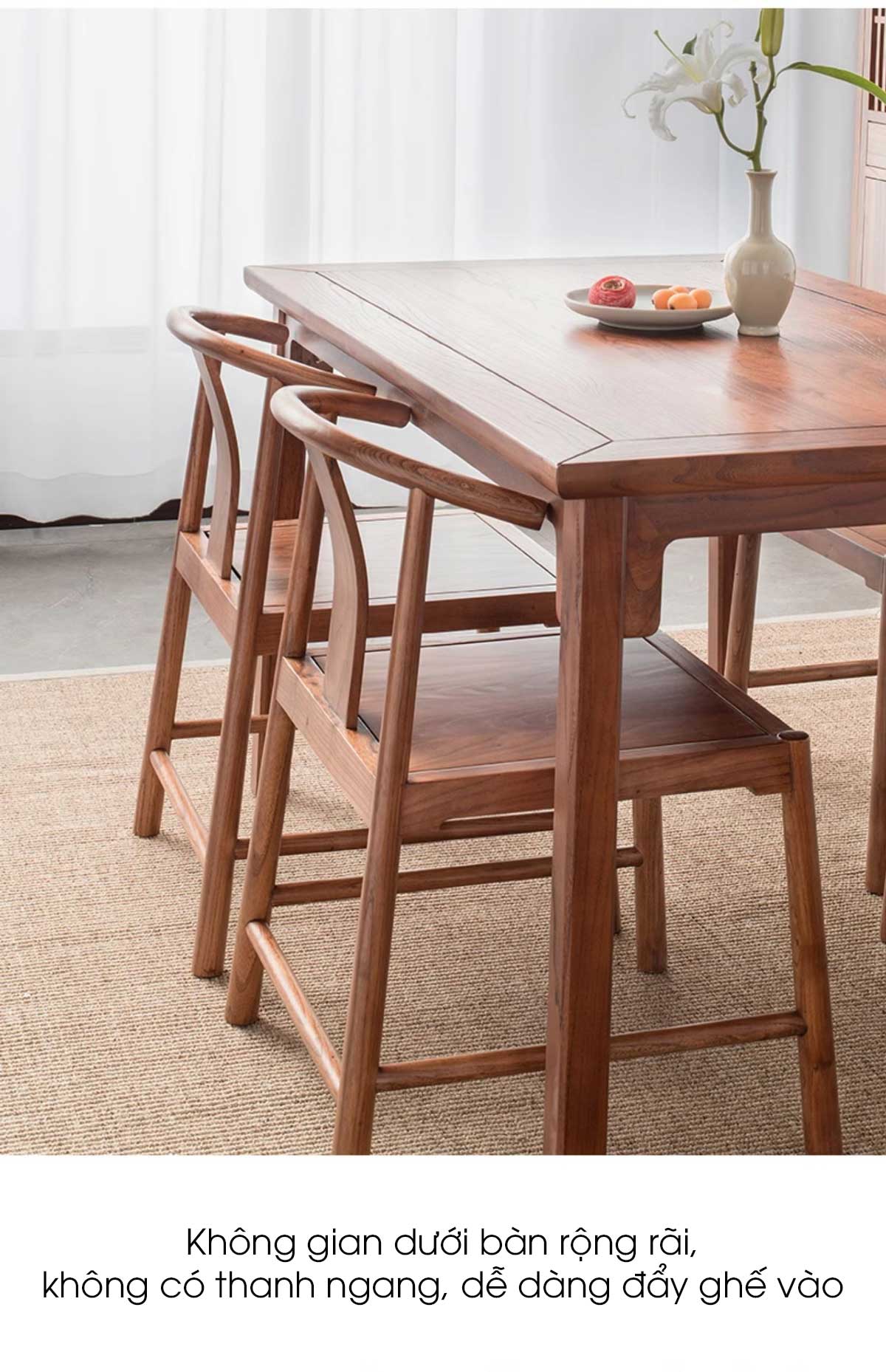 Bộ Bàn Ăn Gỗ Gõ Đỏ Á Đông Ghế Vọng Nguyệt Không Tay Vịn