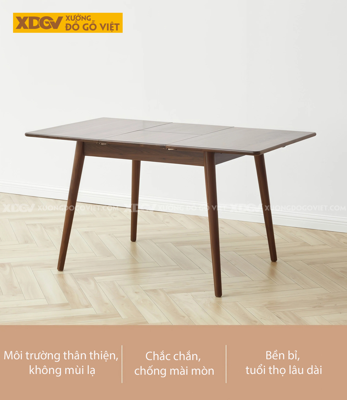 Bộ Bàn Ăn Gỗ Óc Chó 4 Ghế Hiện Đại Thiết Kế Bo Cong Ôm Trọn